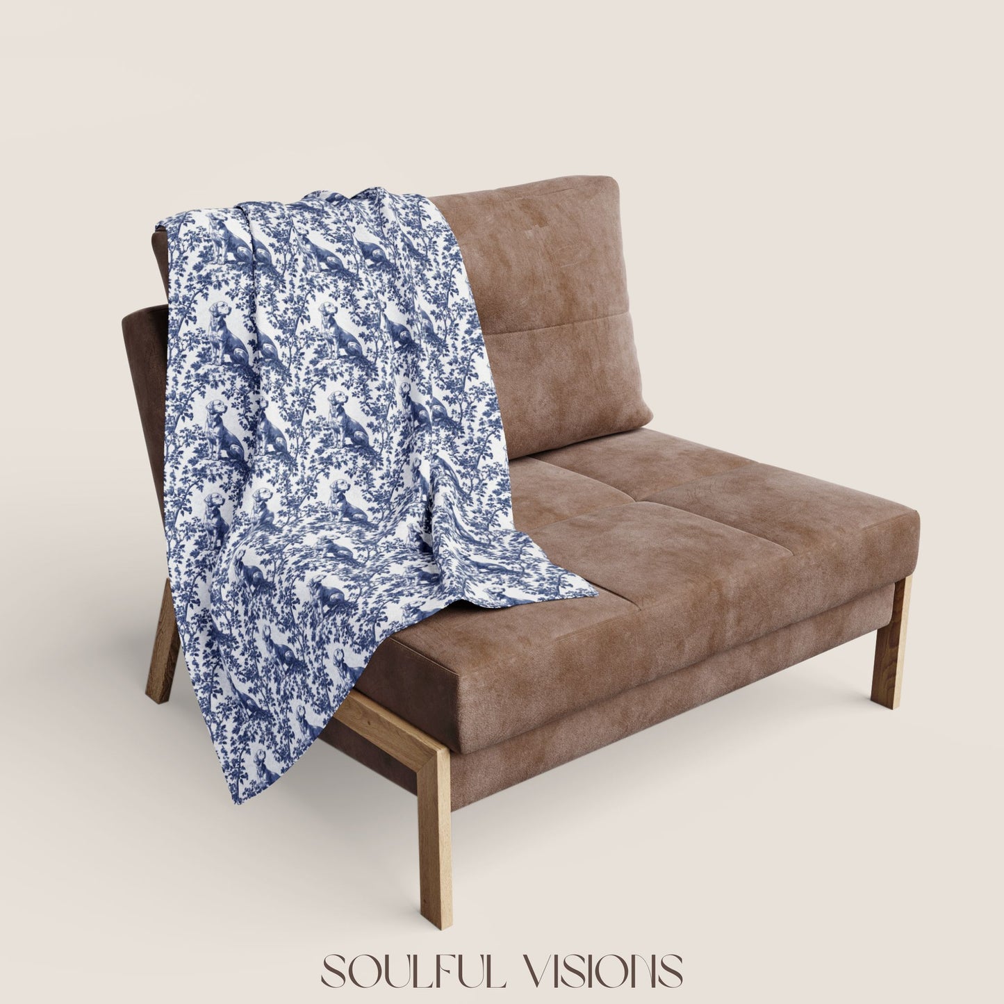 Labrador French Toile De Jouy Blanket