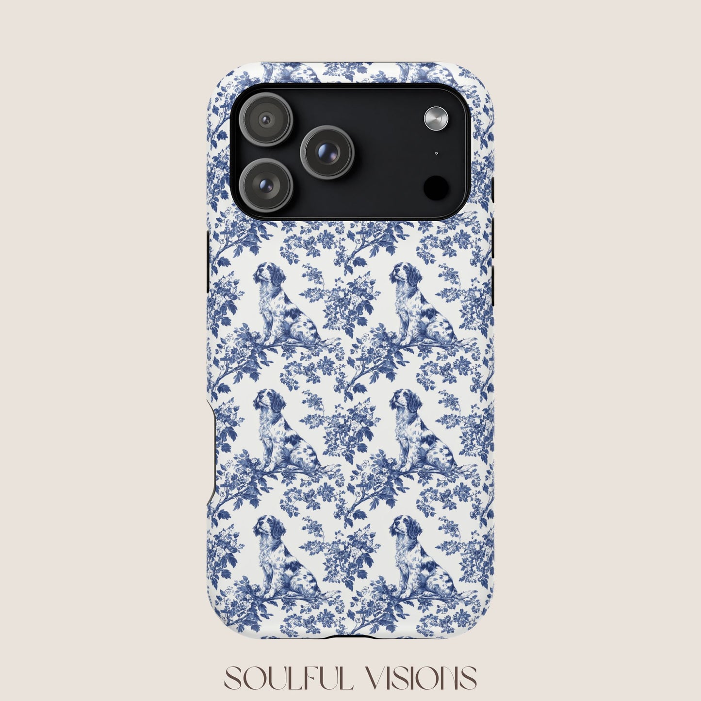 Brittany Spaniel Toile De Jouy Magnetic Phone Case