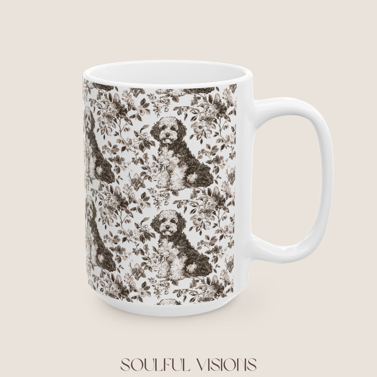 Bernedoodle Toile de Jouy Mug