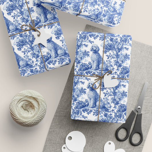 Goldendoodle French Toile De Jouy Wrapping Paper
