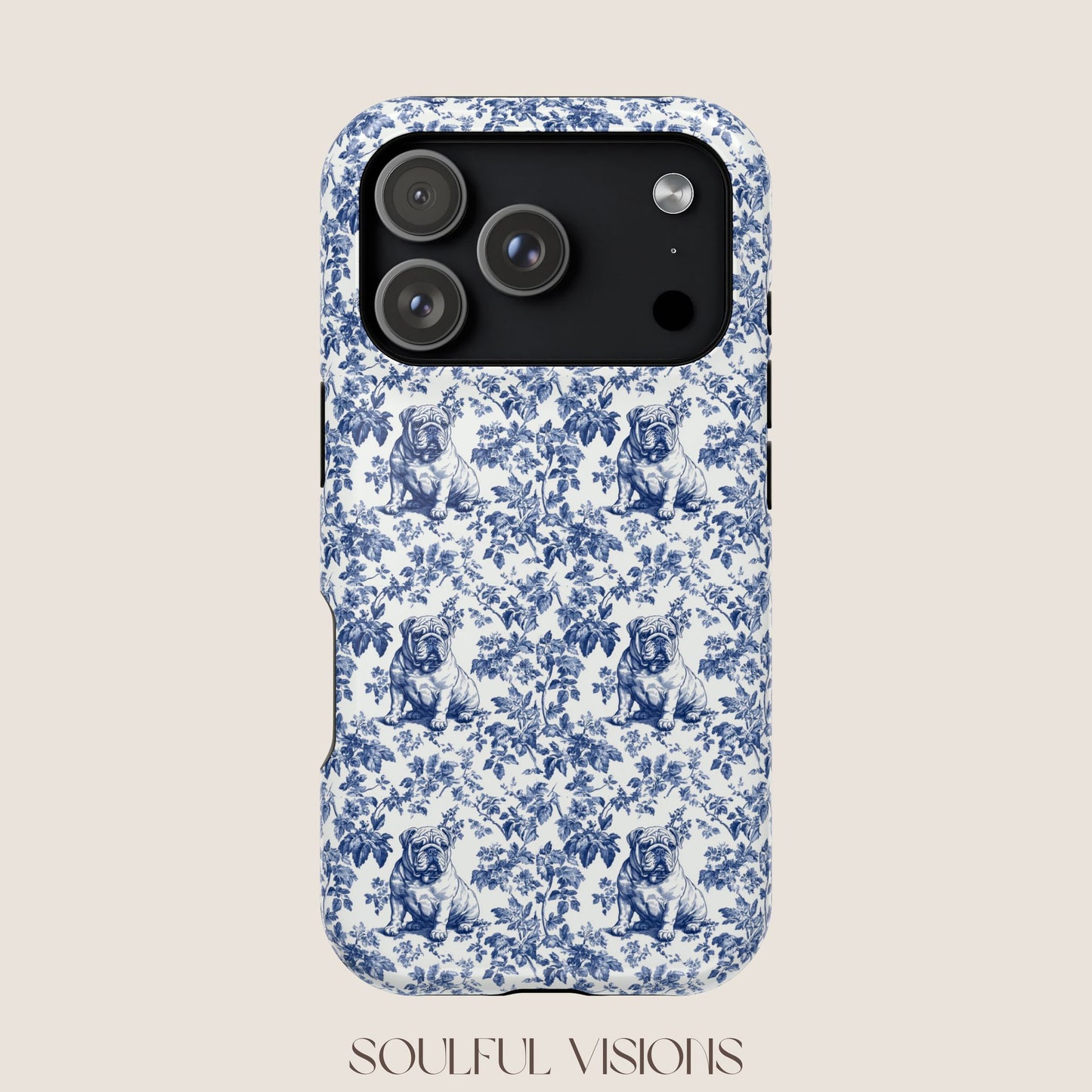 English Bulldog Toile De Jouy Magnetic Phone Case