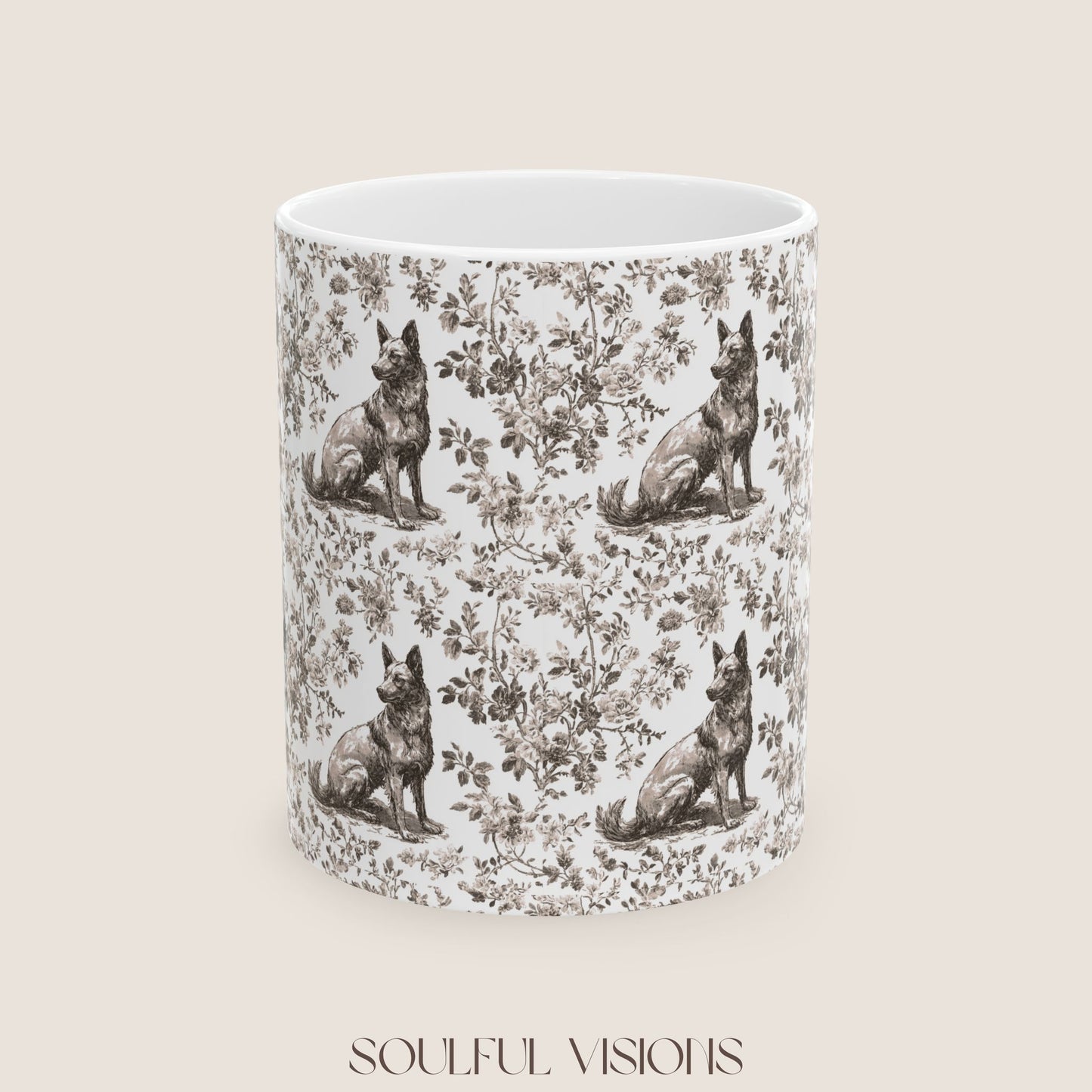 Belgian Malinois Toile de Jouy Mug