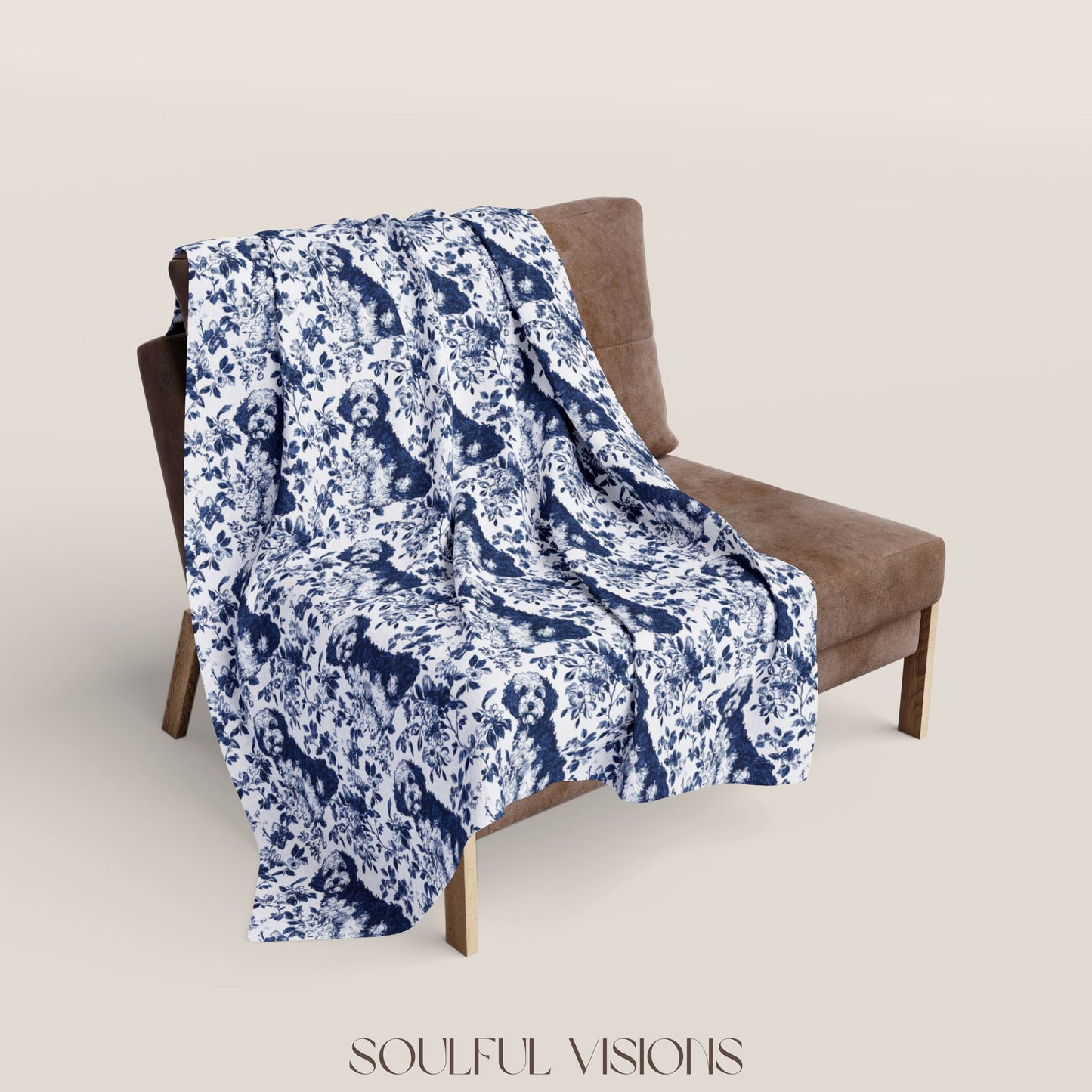 Bernedoodle French Toile De Jouy Blanket