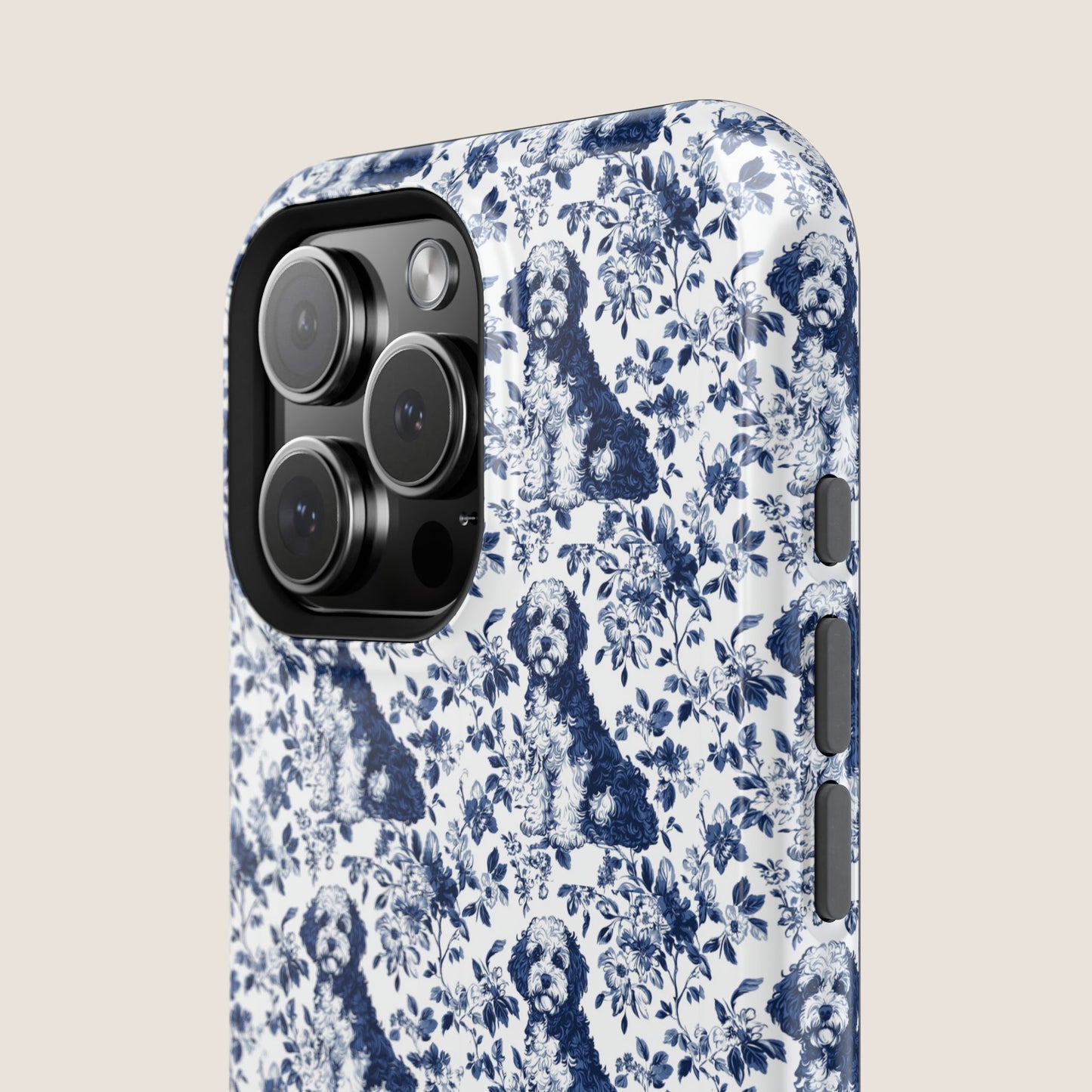Bernedoodle Toile De Jouy Magnetic Phone Case
