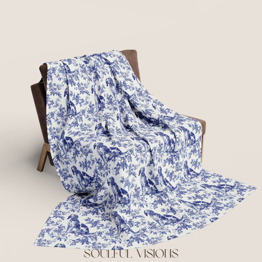 Bloodhound French Toile De Jouy Blanket