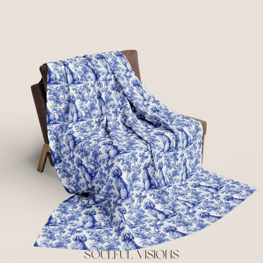 Poodle French Toile De Jouy Blanket
