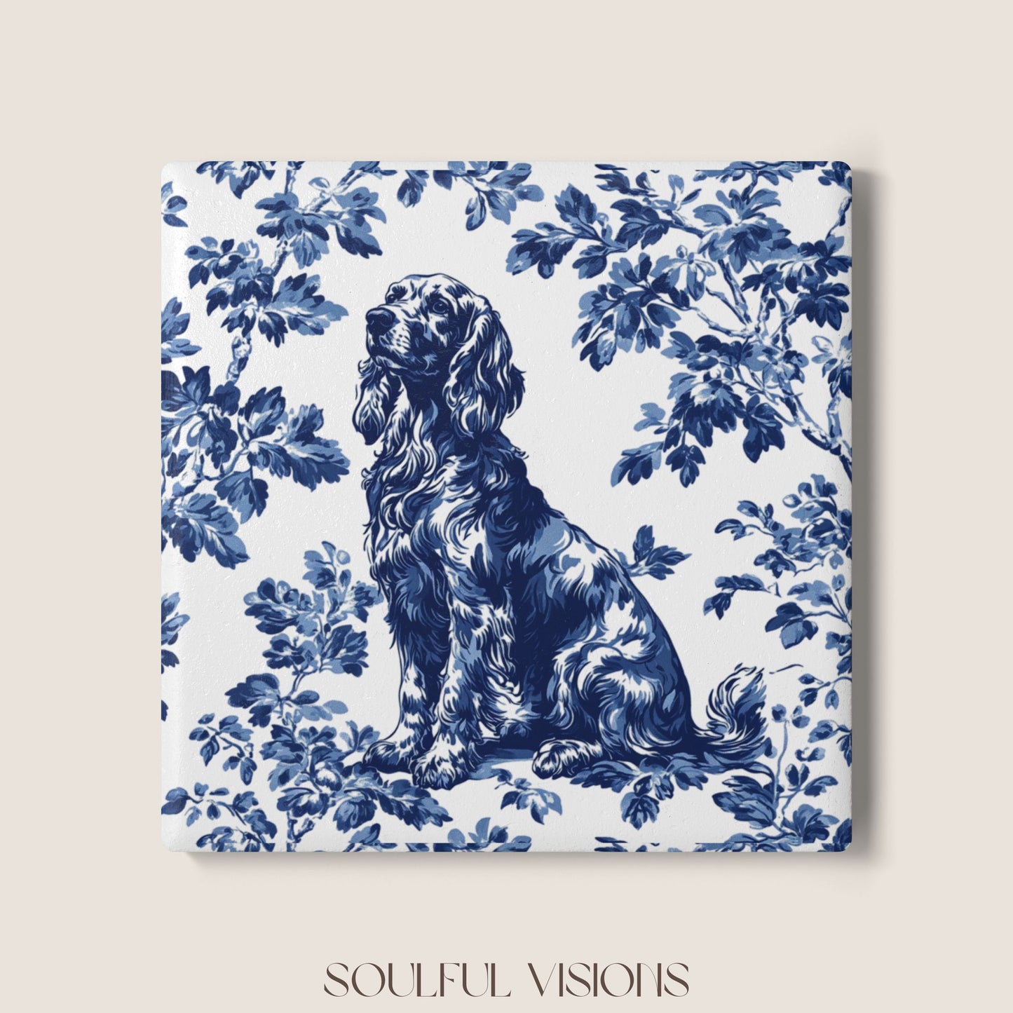Gordon Setter Ceramic Coaster French Toile