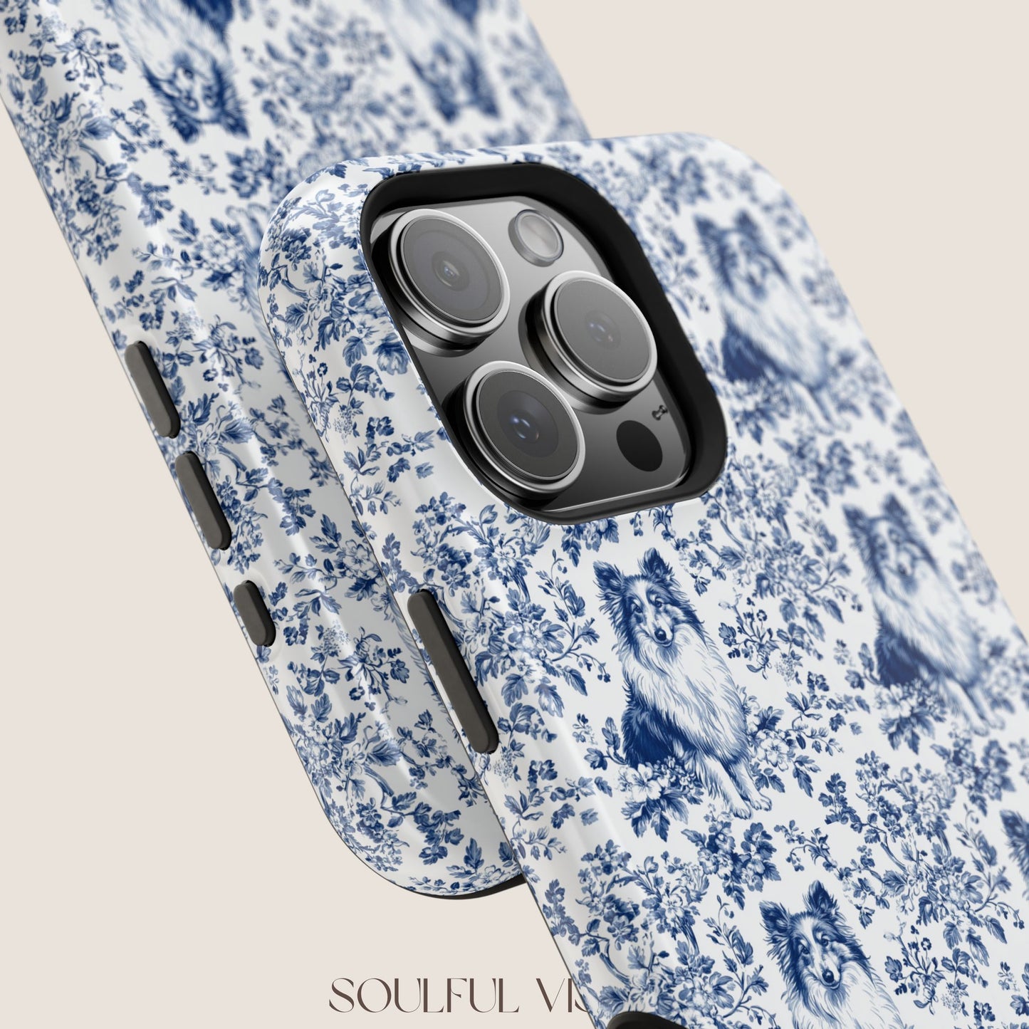 Shetland Sheepdog Toile De Jouy Magnetic Phone Case