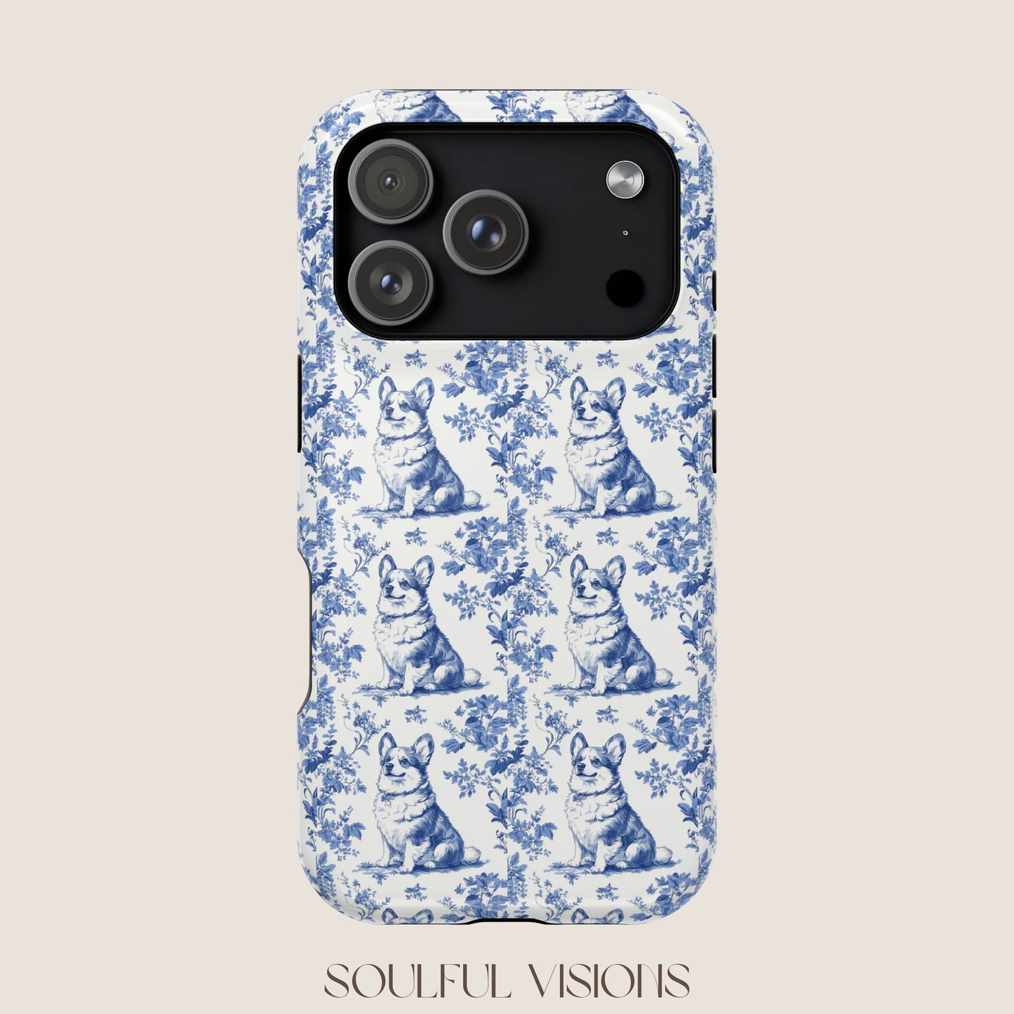 Corgi Toile De Jouy Magnetic Phone Case