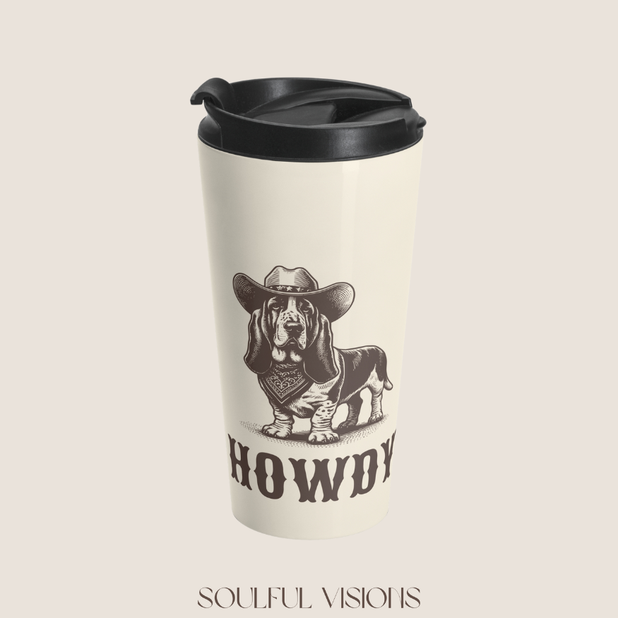 Howdy Basset Hound Stainless Steel Travel Mug