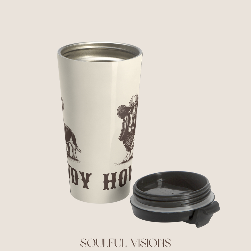 Howdy Basset Hound Stainless Steel Travel Mug