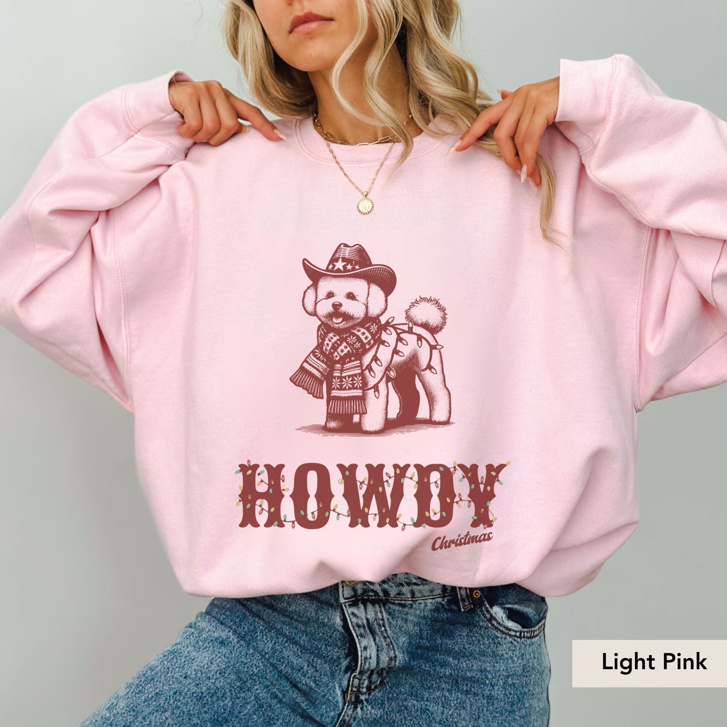 Bichon Fries Howdy Christmas Sweatshirt