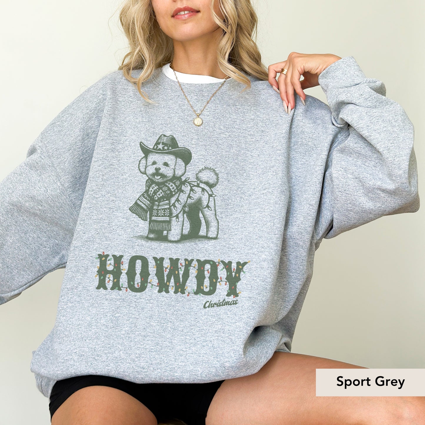 Bichon Fries Howdy Christmas Sweatshirt