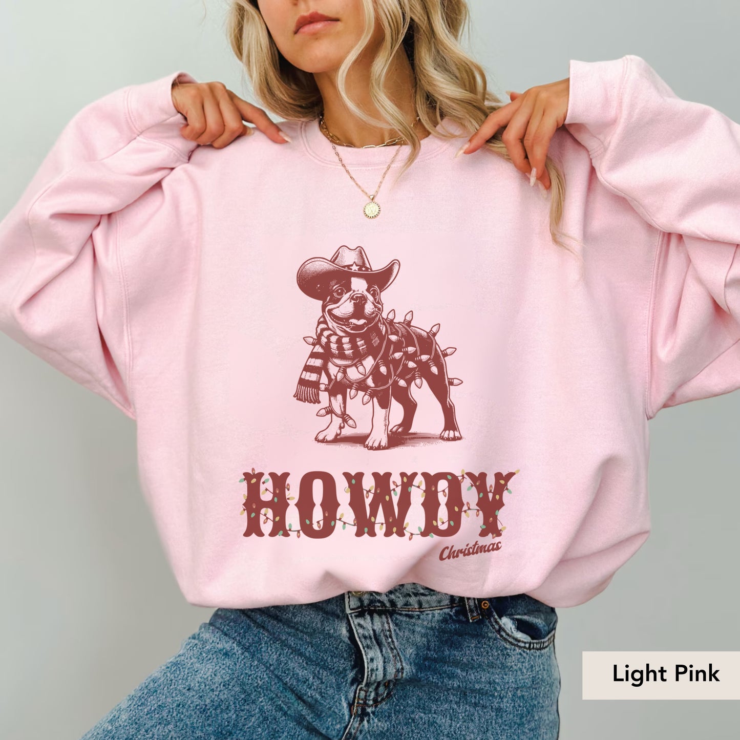 Boston Terrier Howdy Christmas Sweatshirt