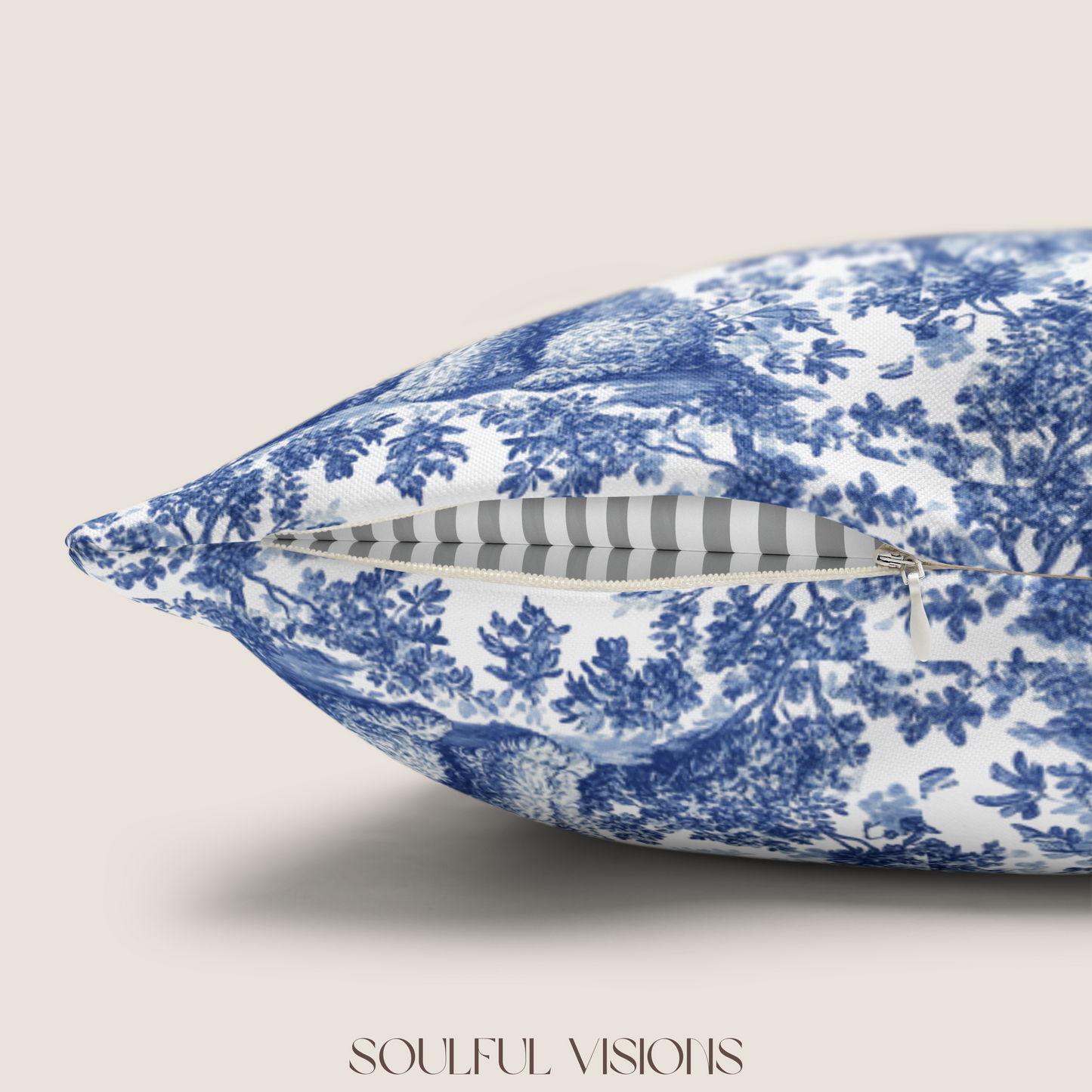Goldendoodle Blue French Toile Pillow