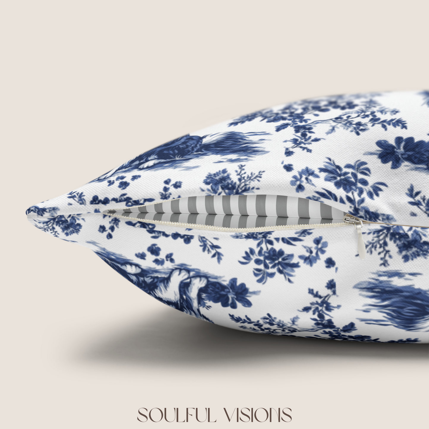 Australian Shepherd Blue French Toile De Jouy Pillow