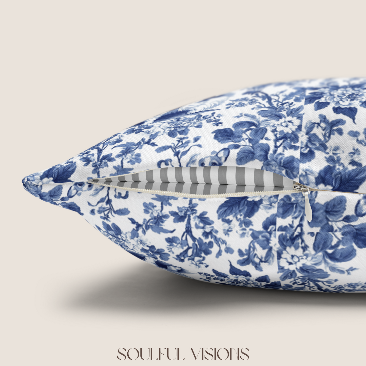 Corgi French Blue Toile De Jouy Pillow