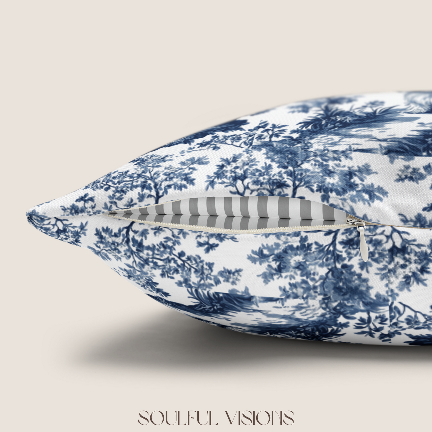Yorkshire Terrier French Blue Toile De Jouy Pillow
