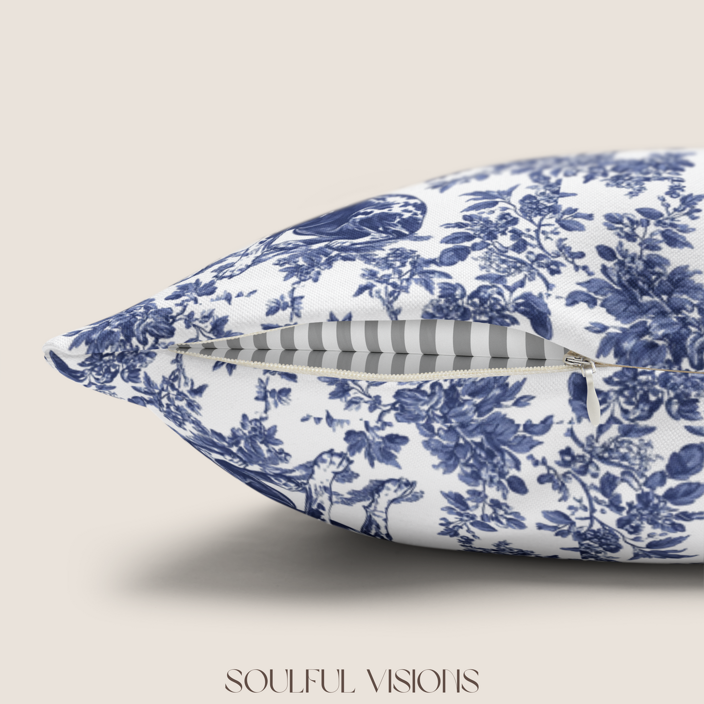 German Shorthaired Pointer Blue French Toile Pillow