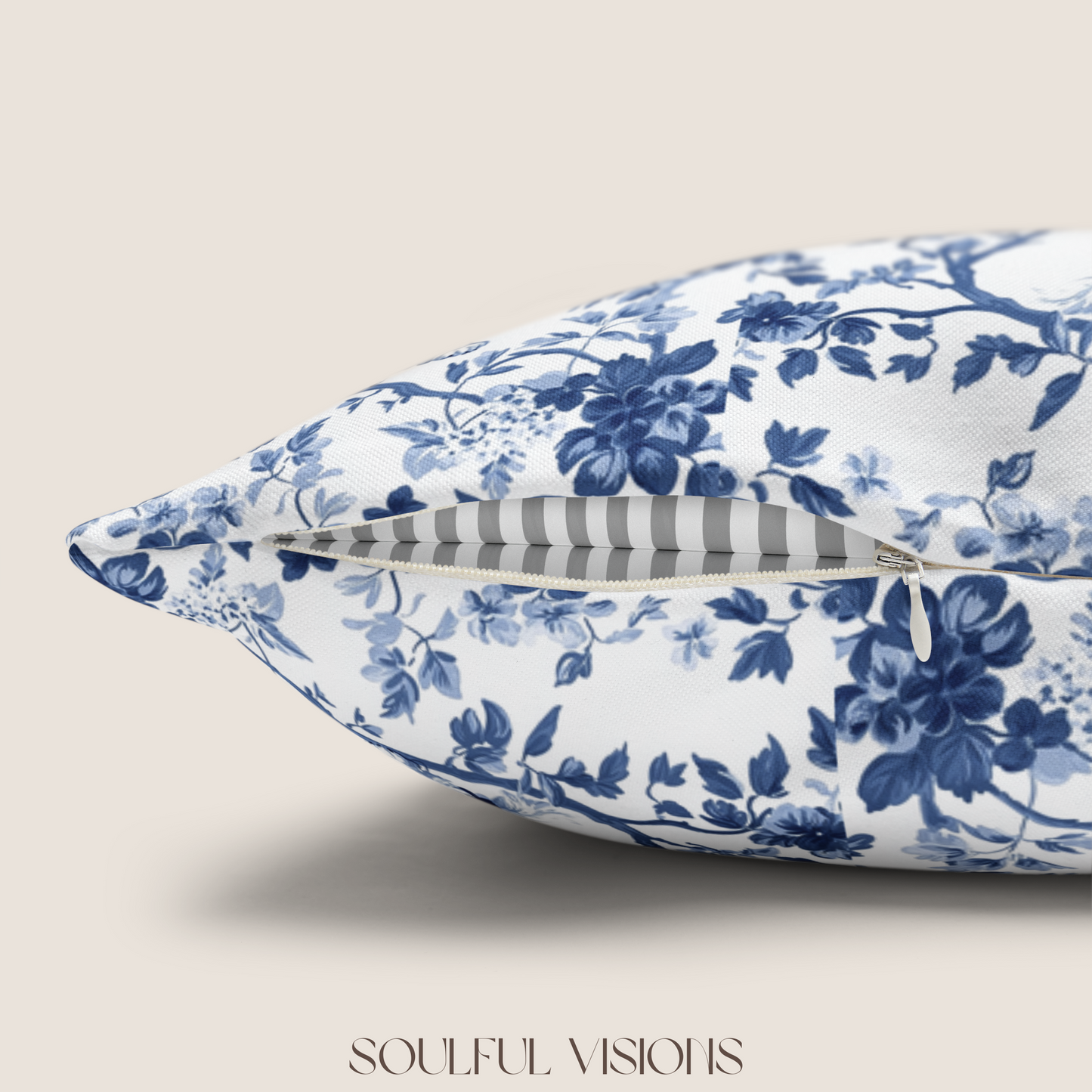 Cavalier King Charles Spaniel Blue French Toile De Jouy Pillow