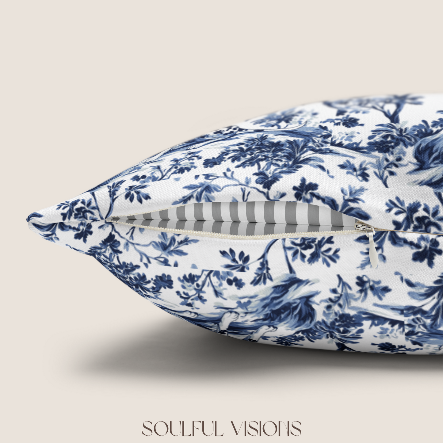 Dalmatian French Blue Toile De Jouy Pillow