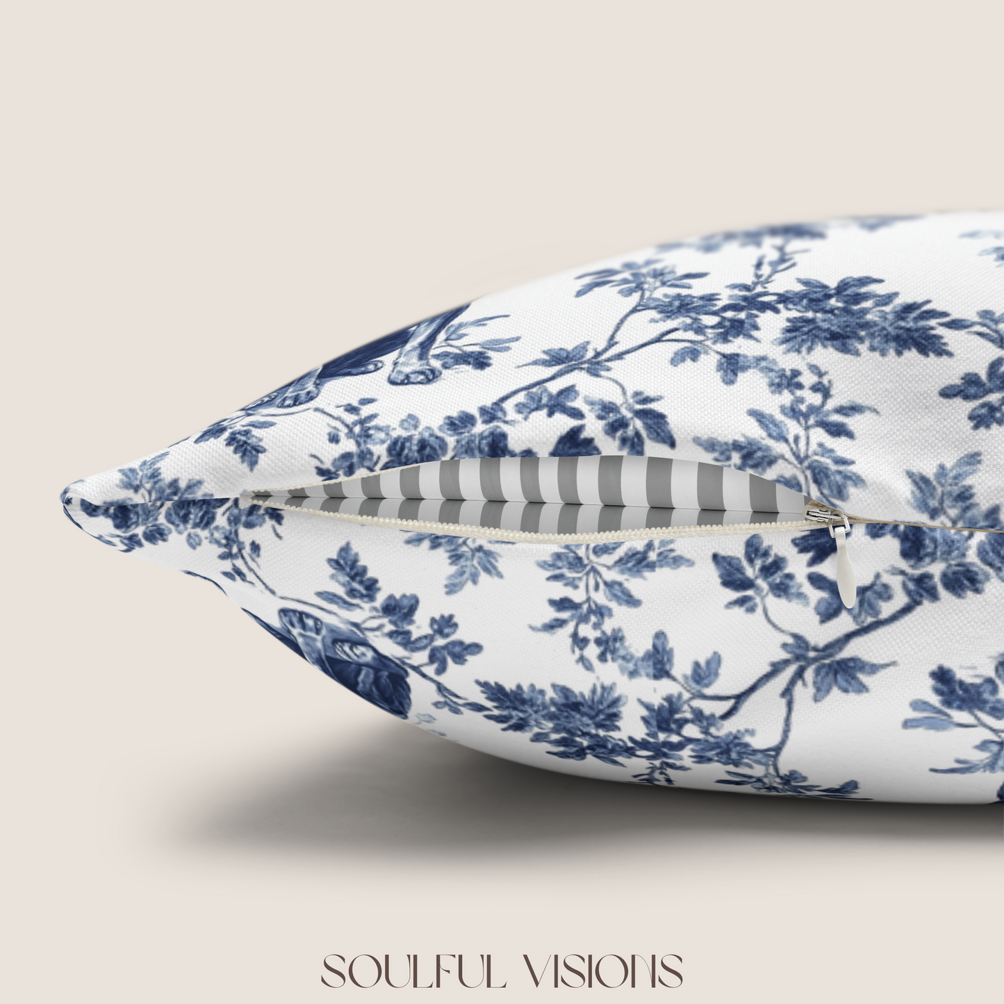 Rottweiler Blue French Toile De Jouy Pillow