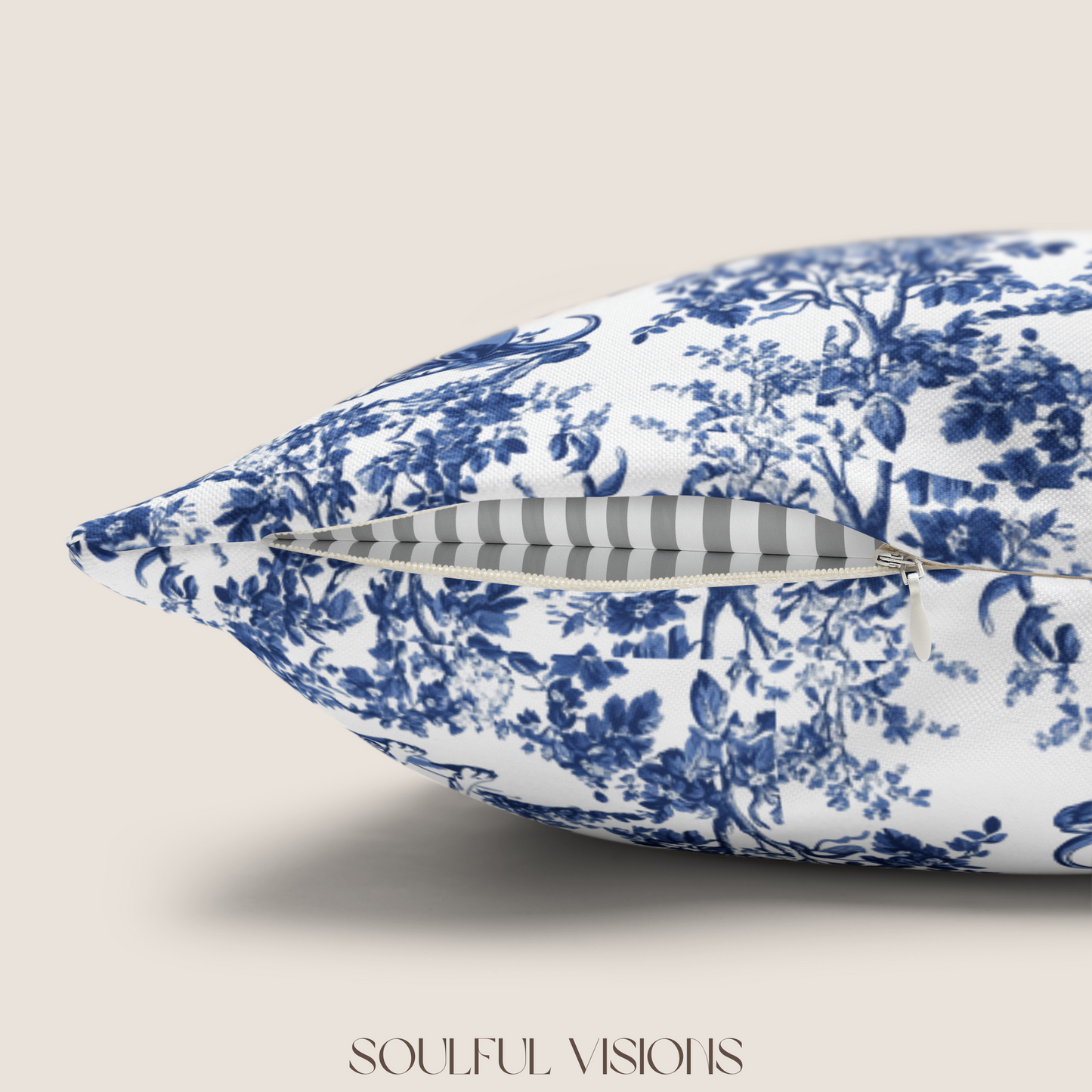 Pitbull Blue French Toile De Jouy Pillow