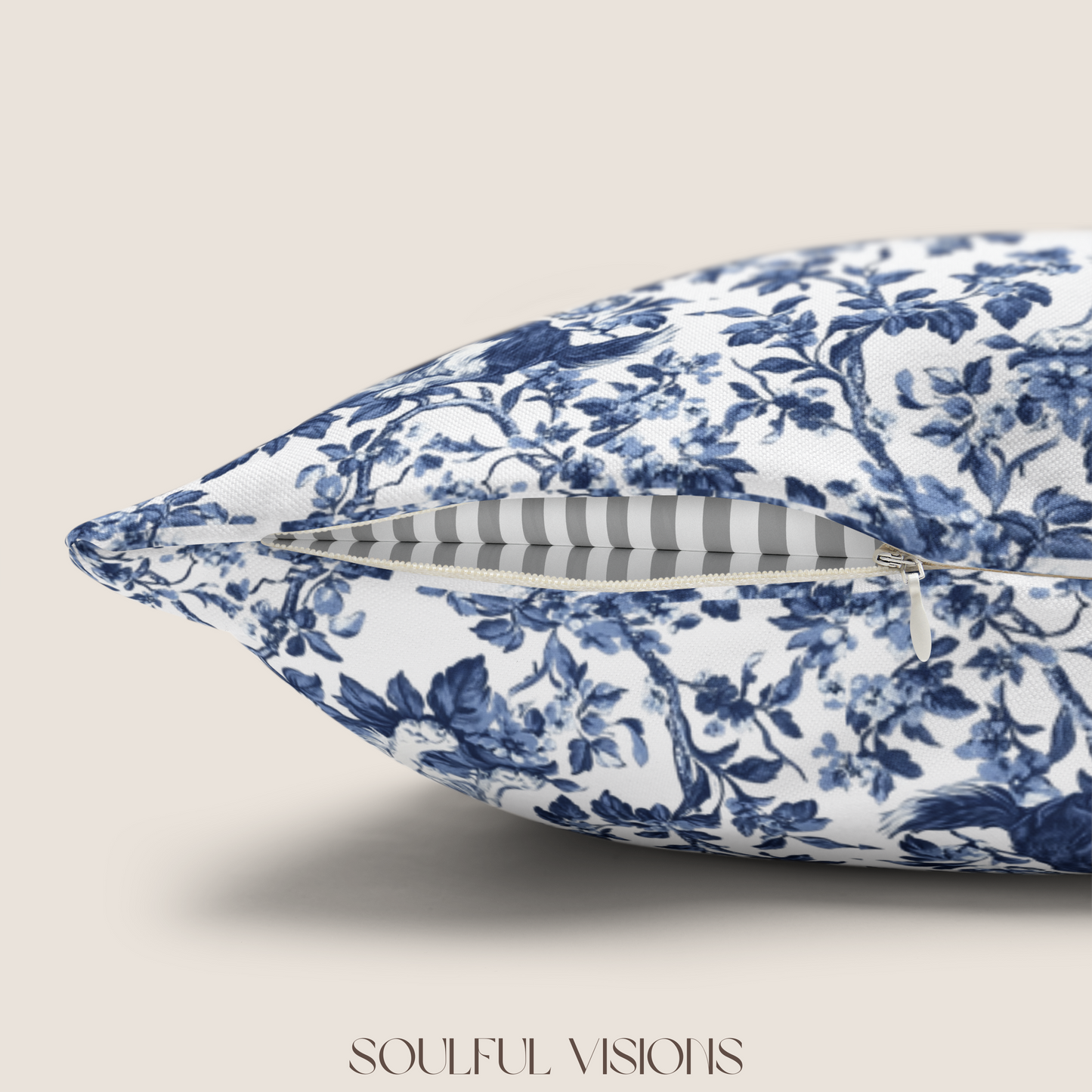 English Springer Spaniel French Blue Toile De Jouy Pillow