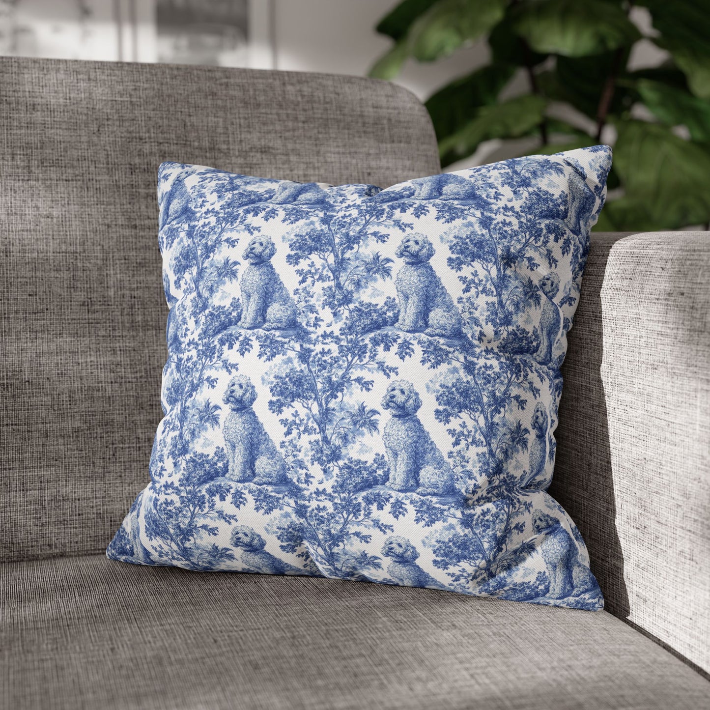 Goldendoodle Blue French Toile Pillow