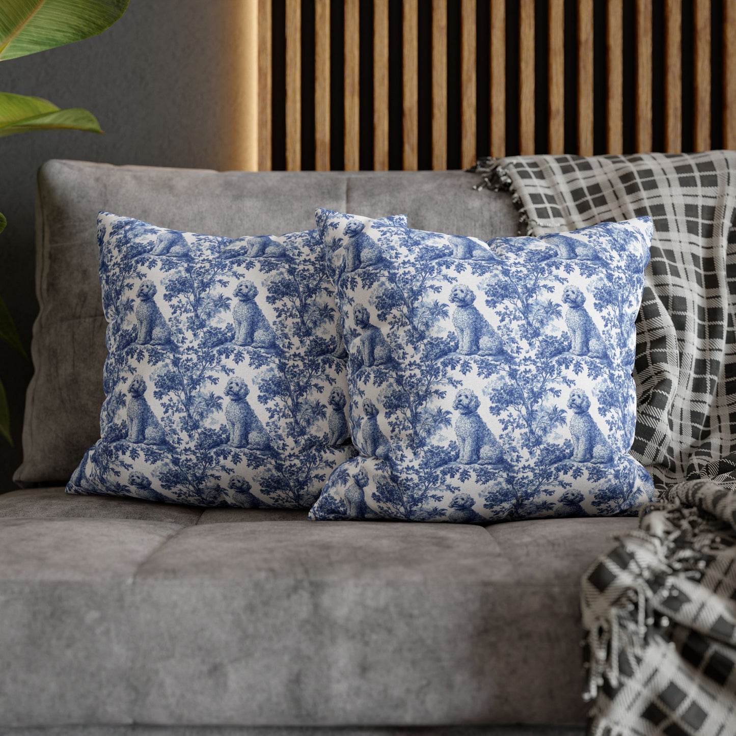Goldendoodle Blue French Toile Pillow