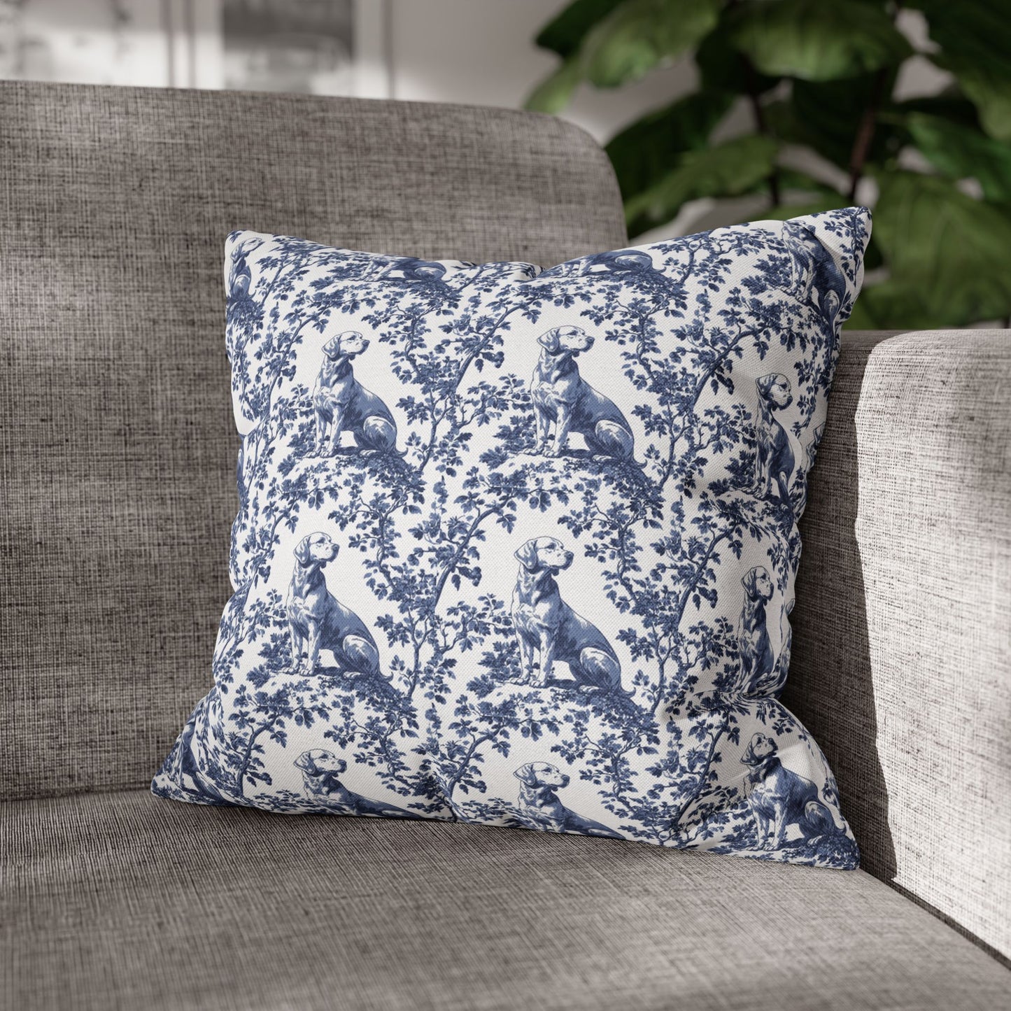 Labrador Retriever Blue French Toile De Jouy Pillow