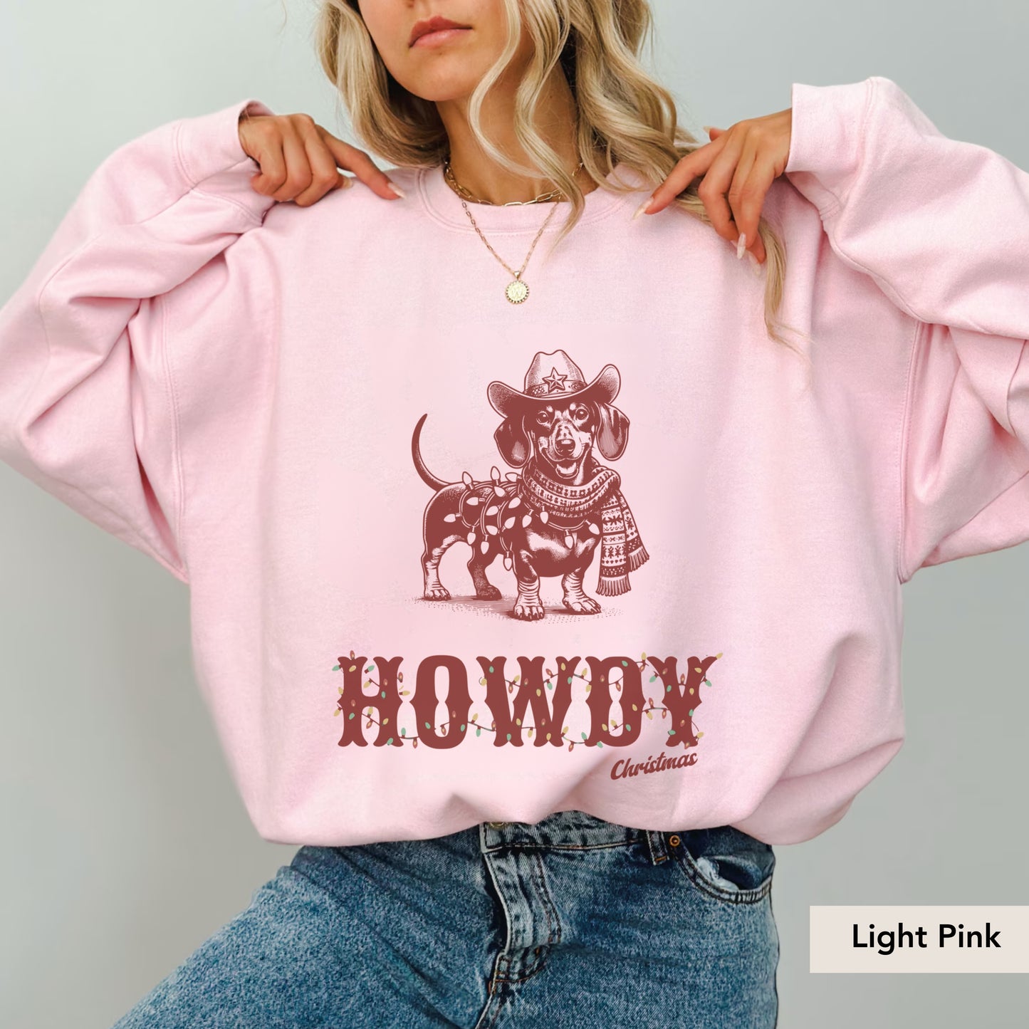Dachshund Short Haired Howdy Christmas Sweatshirt