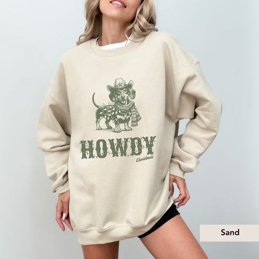 Dachshund Short Haired Howdy Christmas Sweatshirt