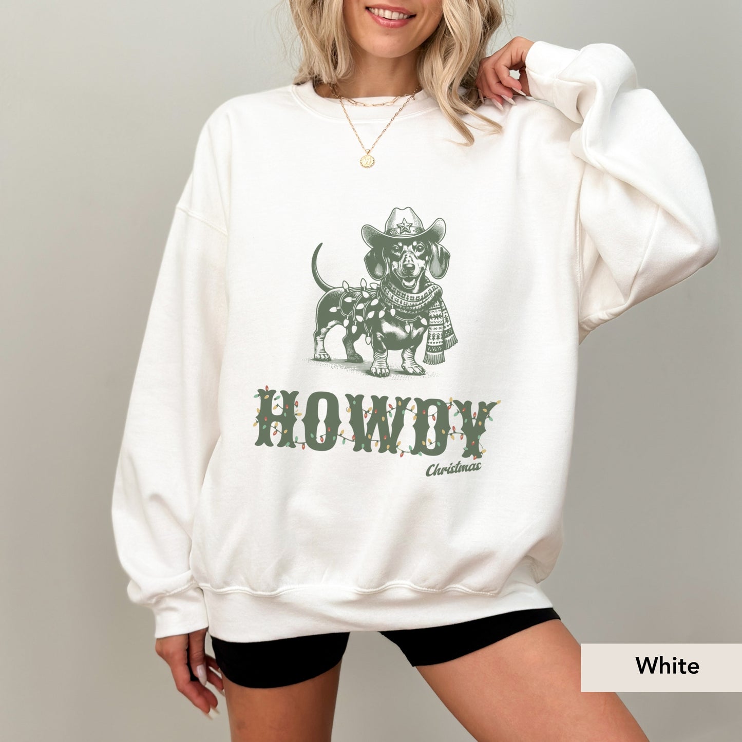Dachshund Short Haired Howdy Christmas Sweatshirt