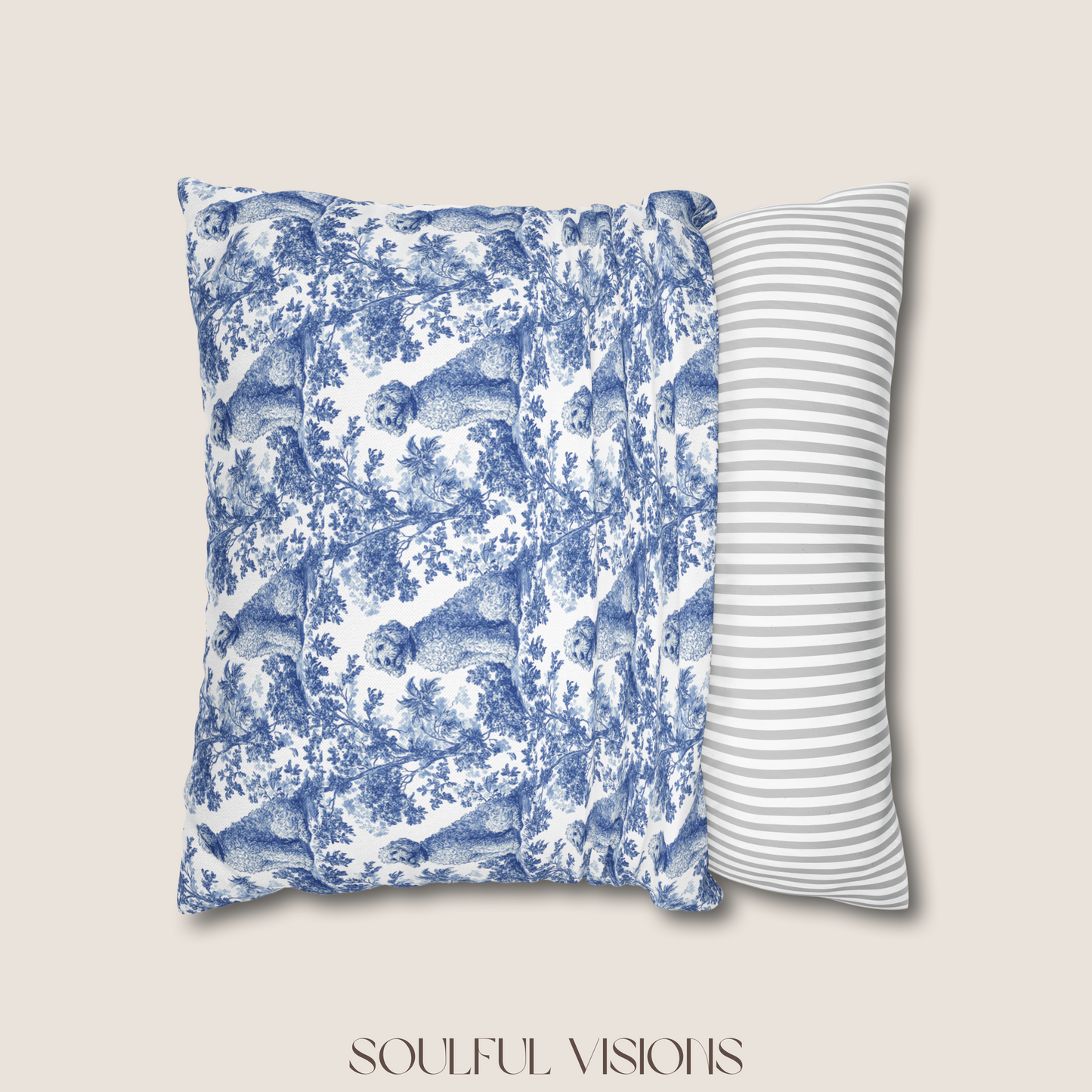 Goldendoodle Blue French Toile Pillow