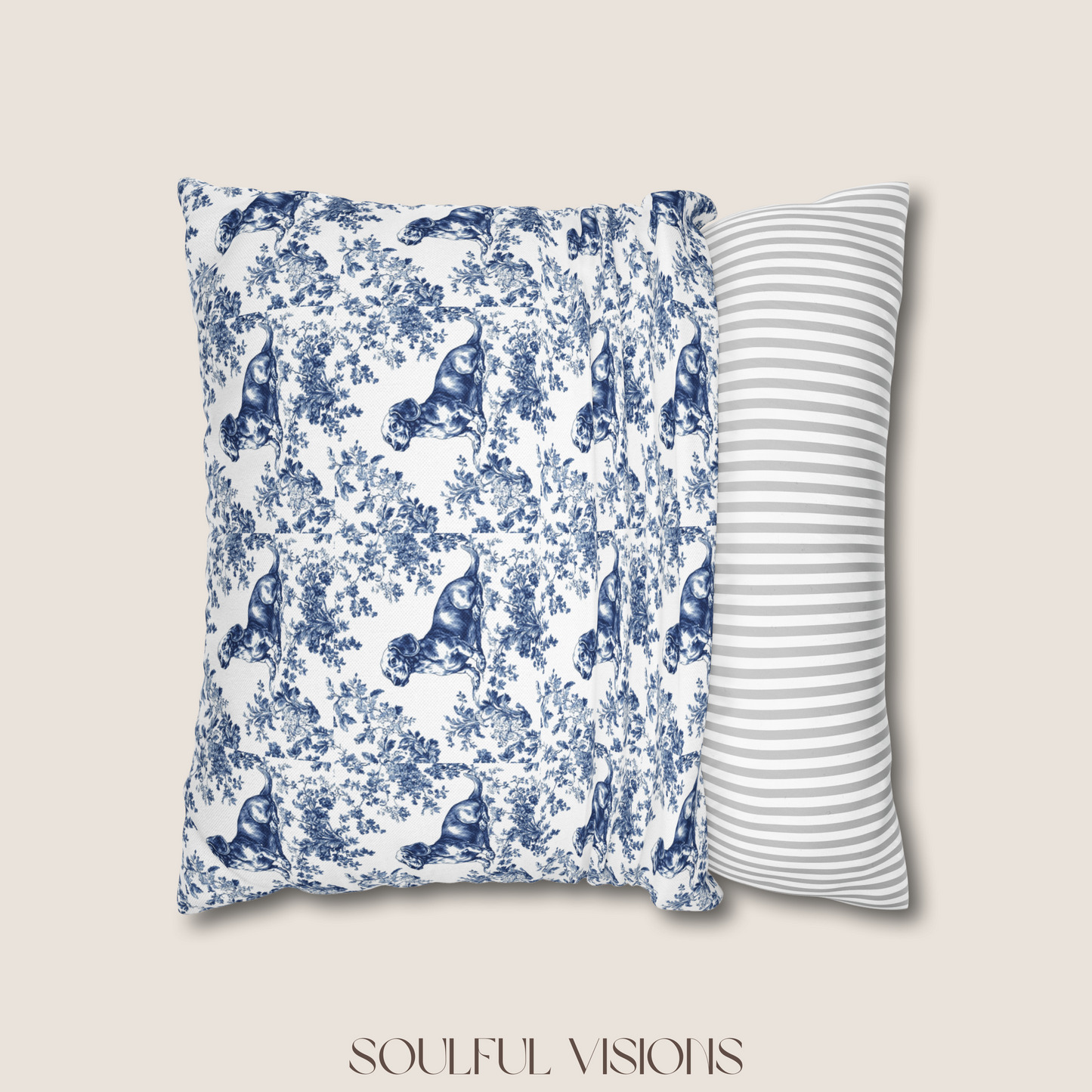 Dachshund Blue French Toile Pillow