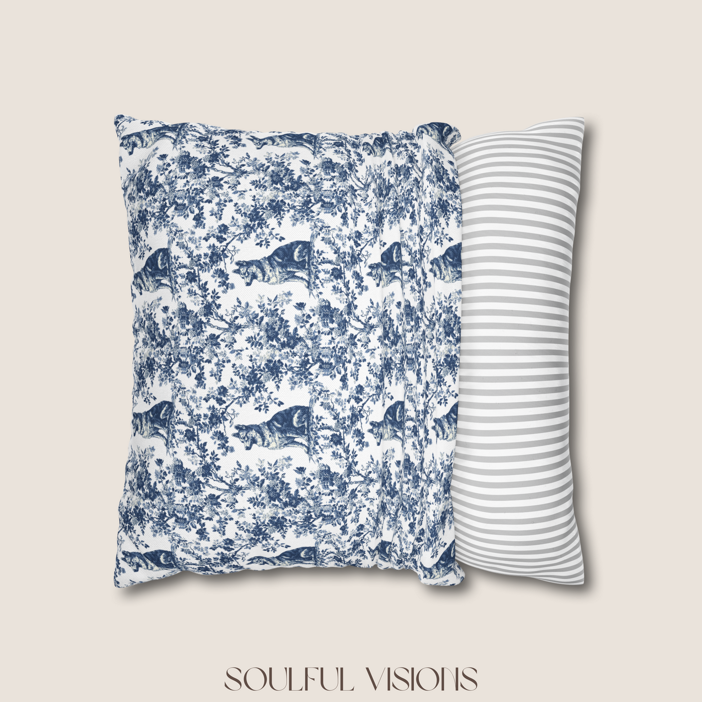 German Shepherd French Blue Toile De Jouy Pillow