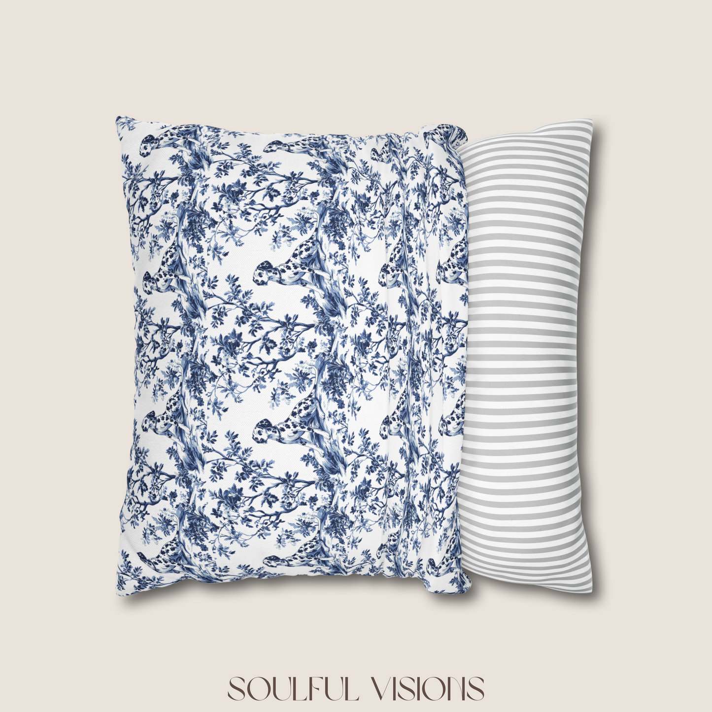 Dalmatian French Blue Toile De Jouy Pillow
