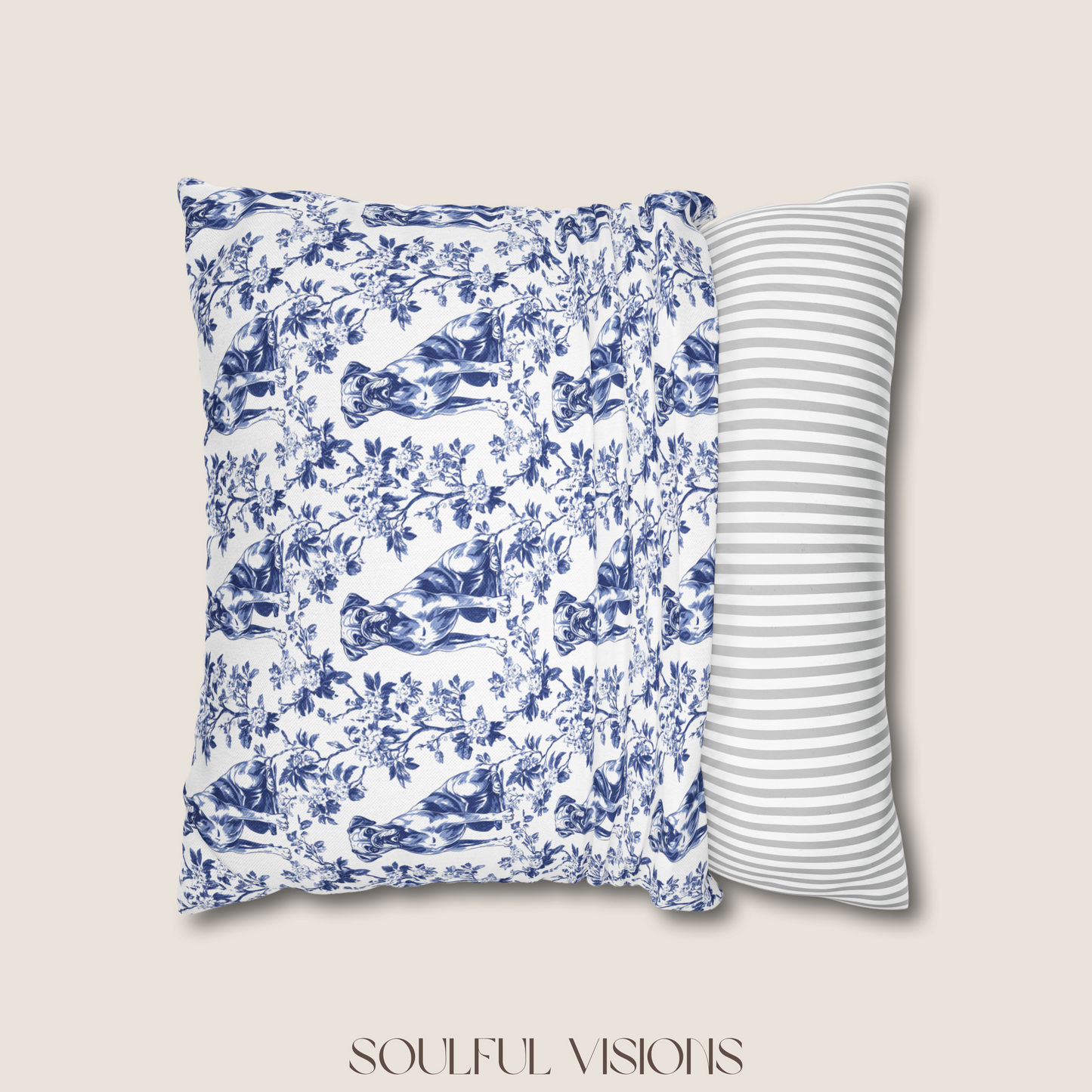 Boxer Blue French Toile Pillow