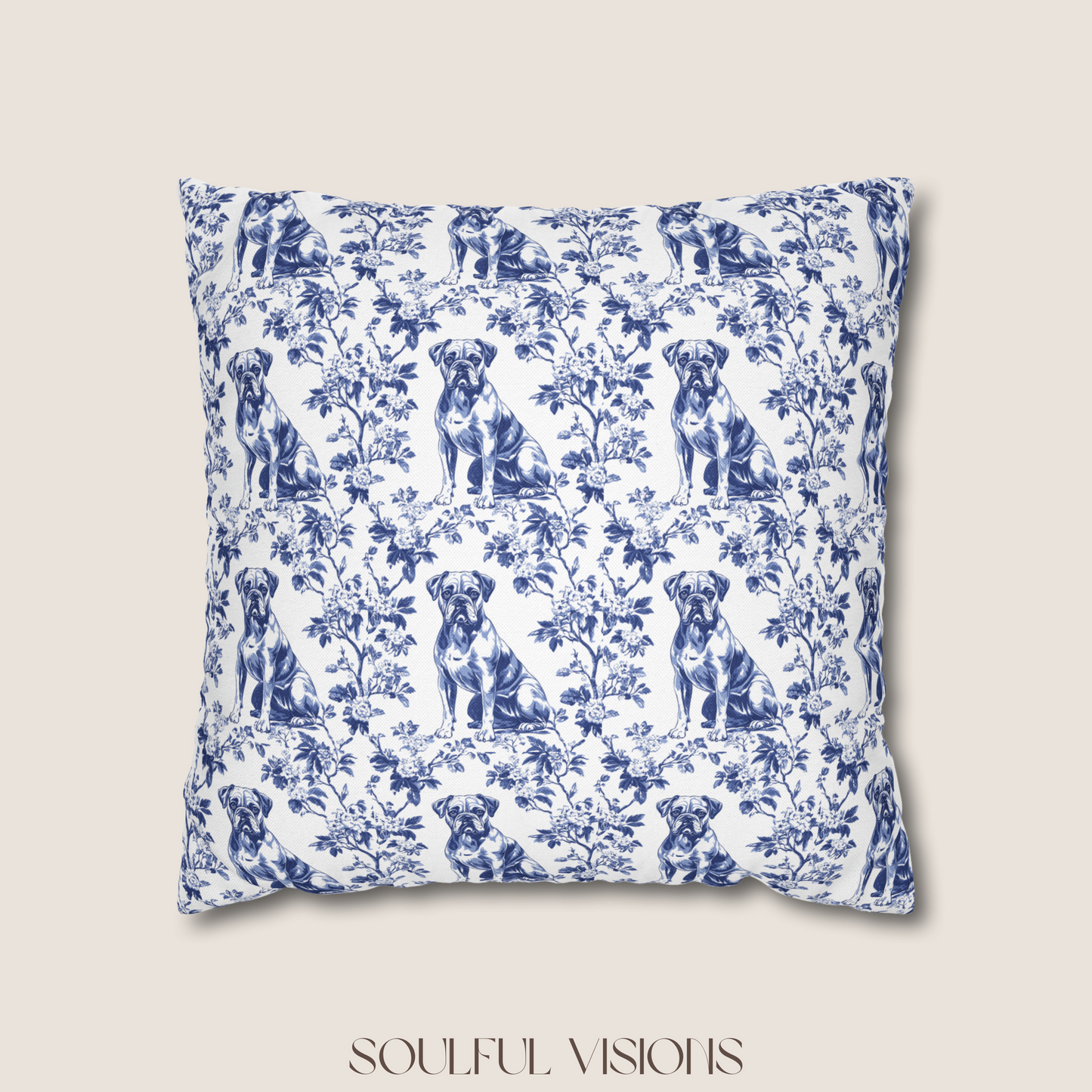 Boxer Blue French Toile Pillow