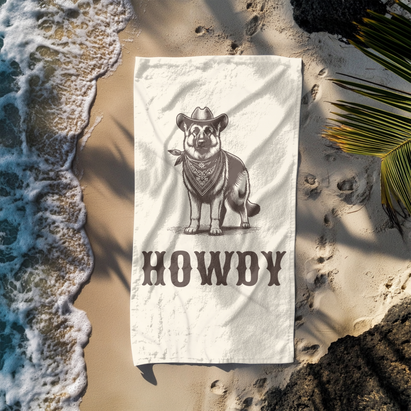 Howdy German Shepherd Beach Towel