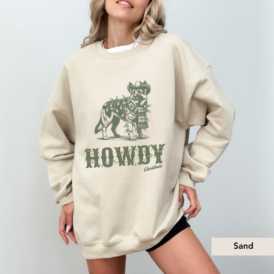 German Shepherd Howdy Christmas Sweatshirt
