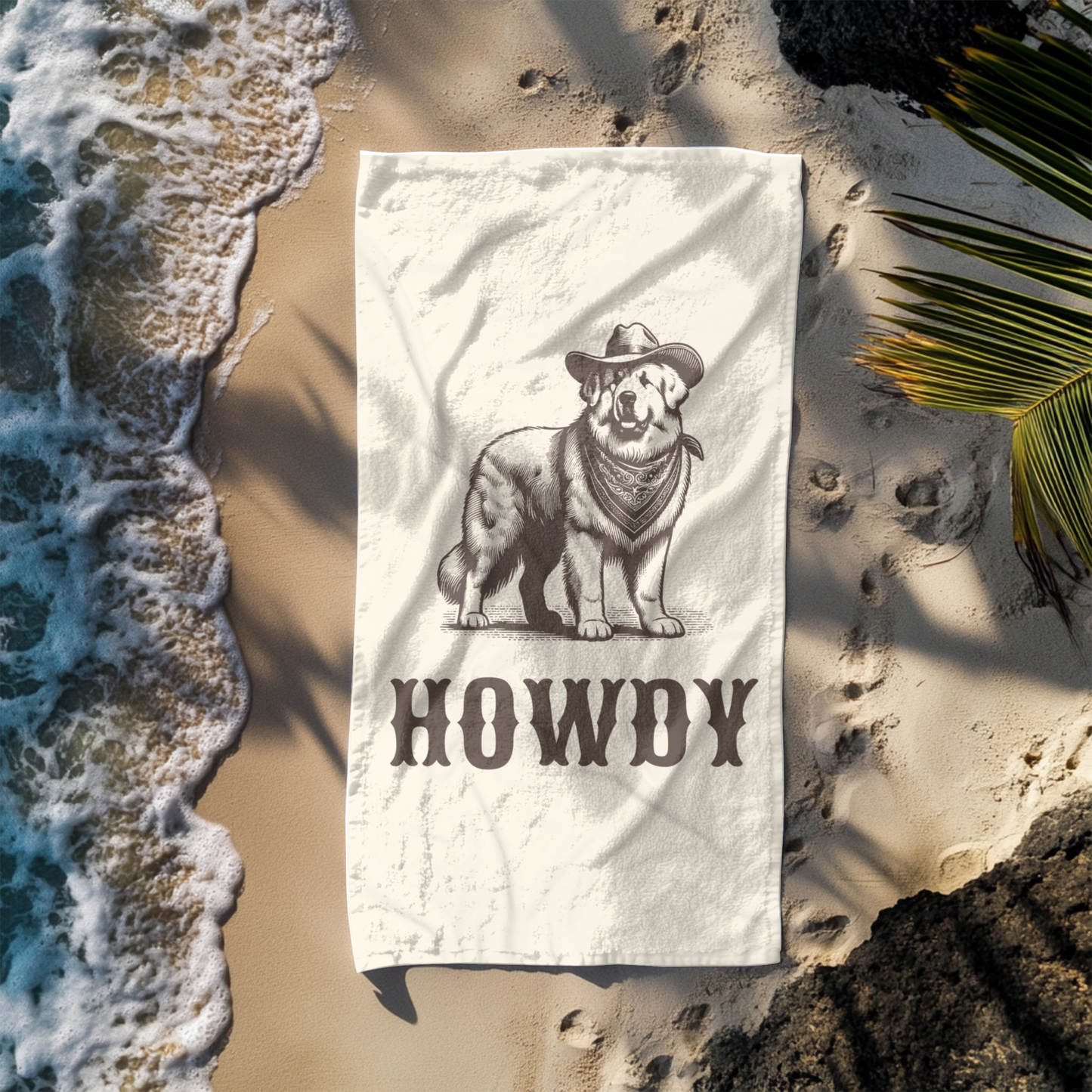 Howdy Great Pyrenees Beach Towel