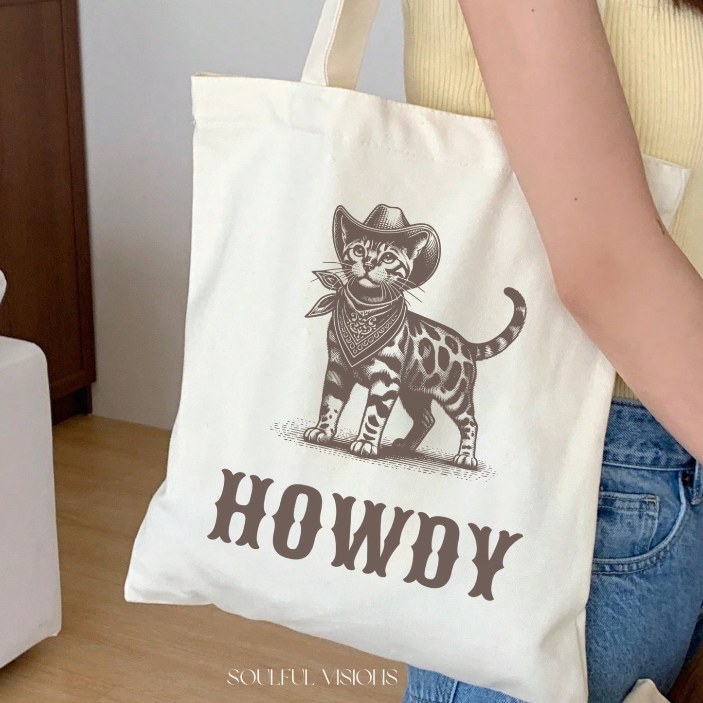 Howdy Bengal Cat Tote Bag