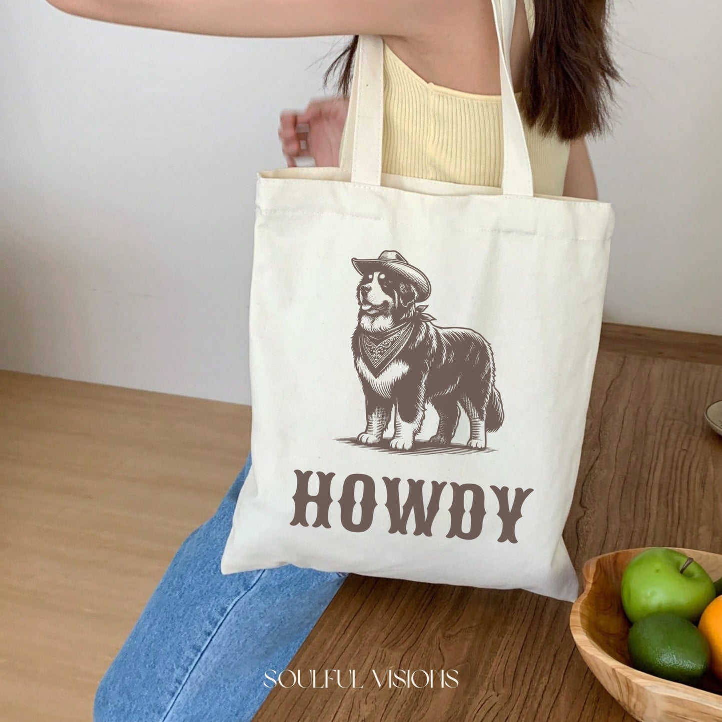 Howdy Bernese Mountain Tote Bag