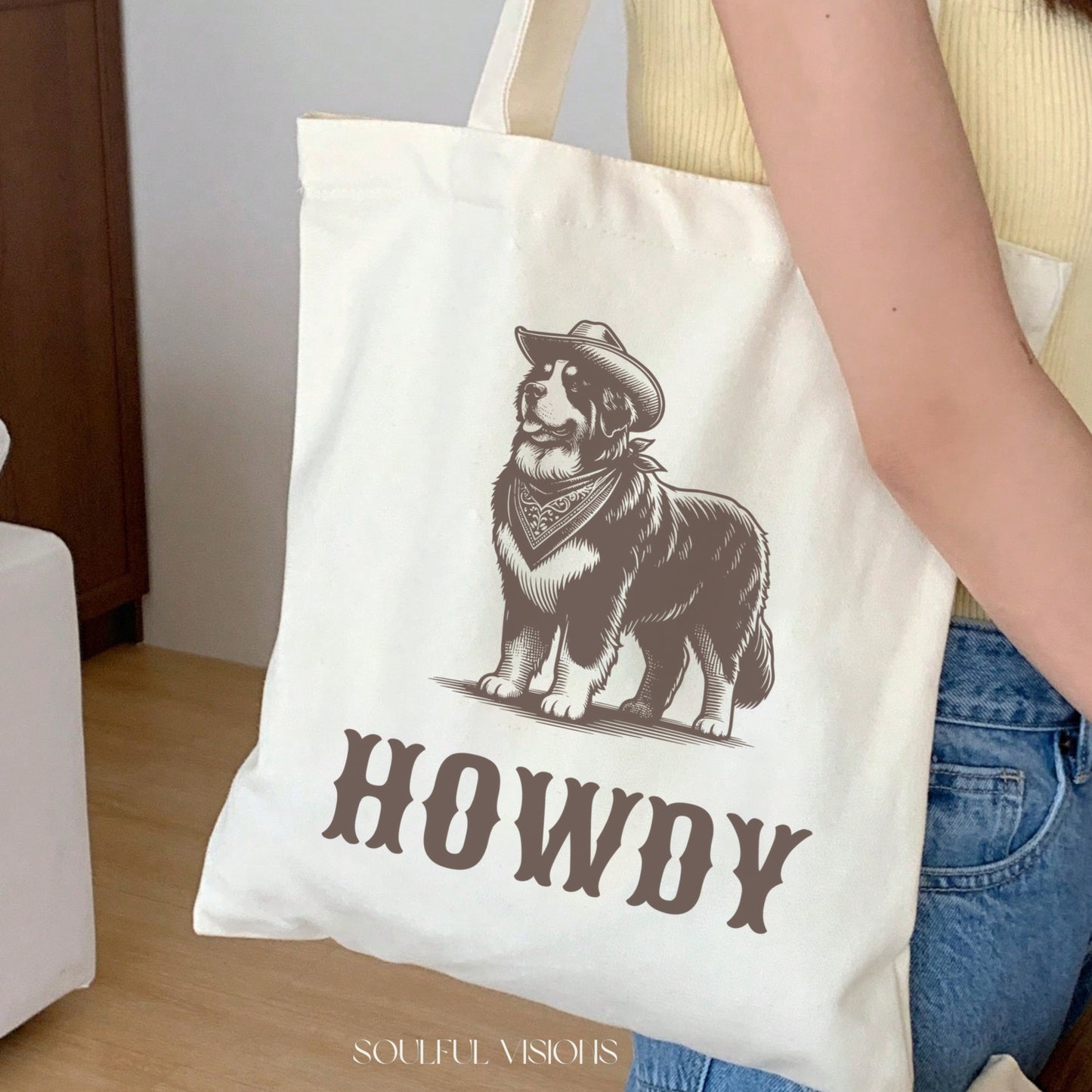 Howdy Bernese Mountain Tote Bag