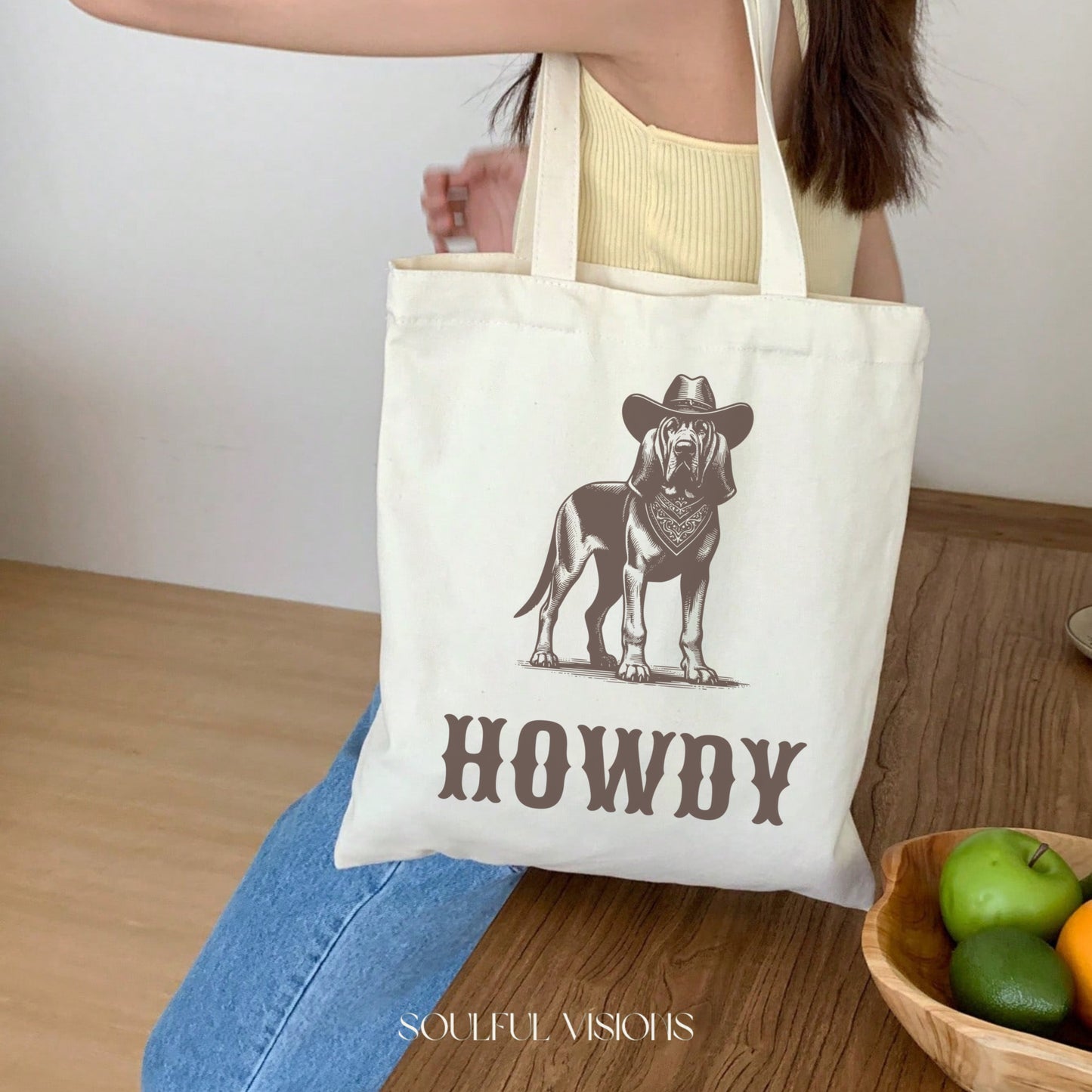 Howdy Bloodhound Tote Bag
