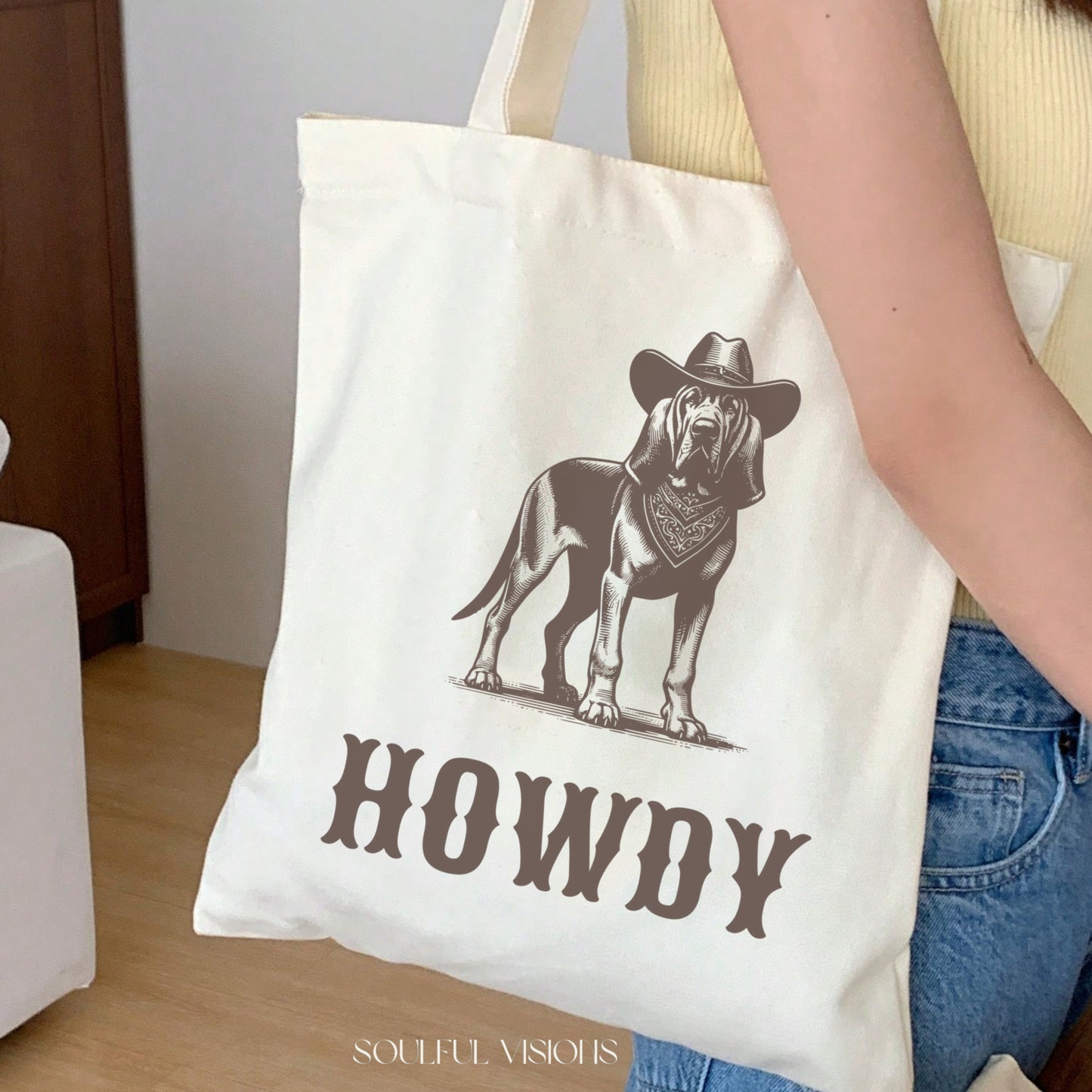 Howdy Bloodhound Tote Bag