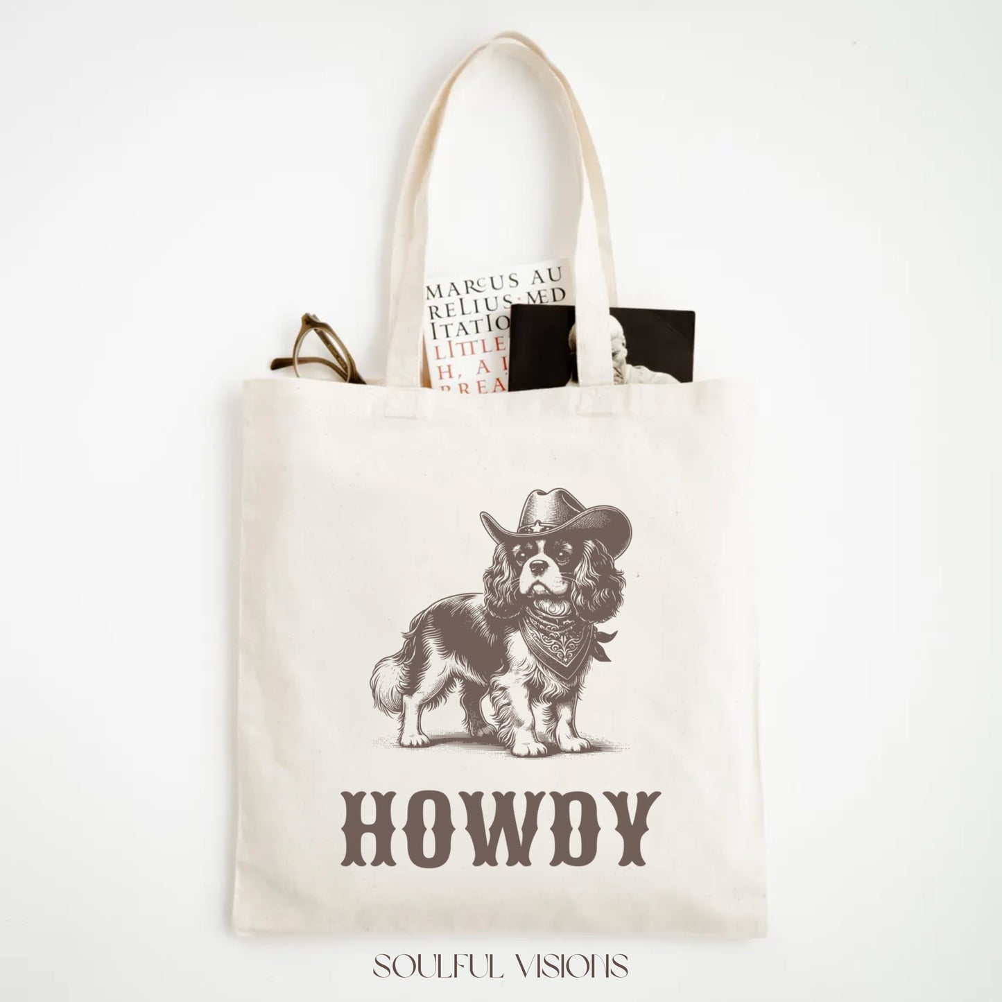 Howdy Cavalier King Charles Spaniel Tote Bag