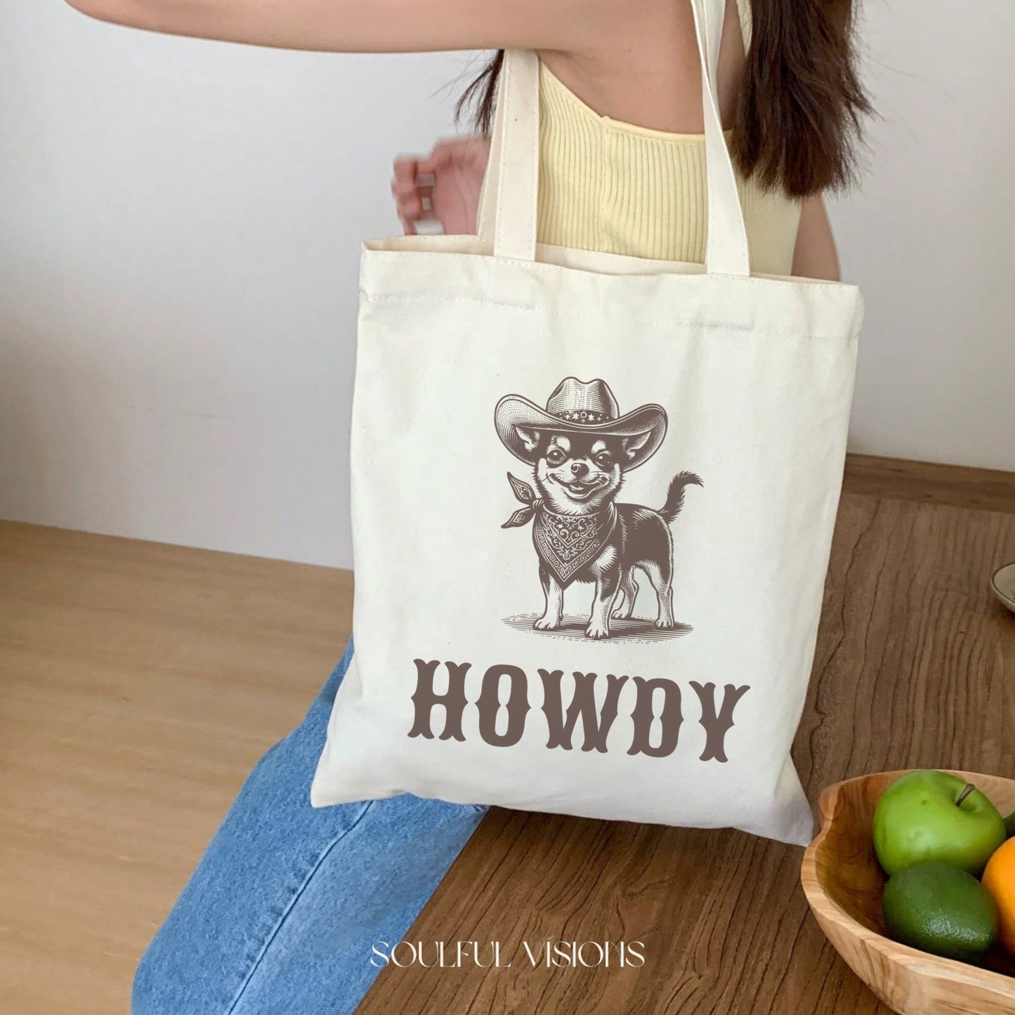 Howdy Chihuahua Tote Bag